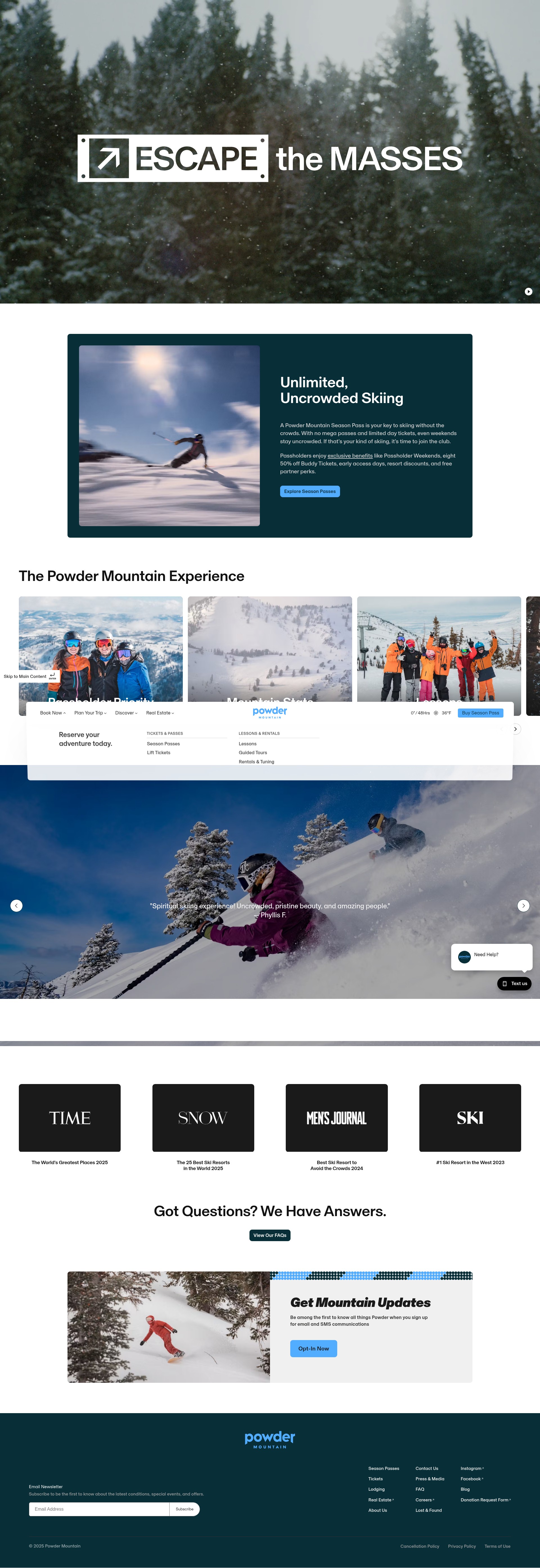 Screenshot of powdermountain.com