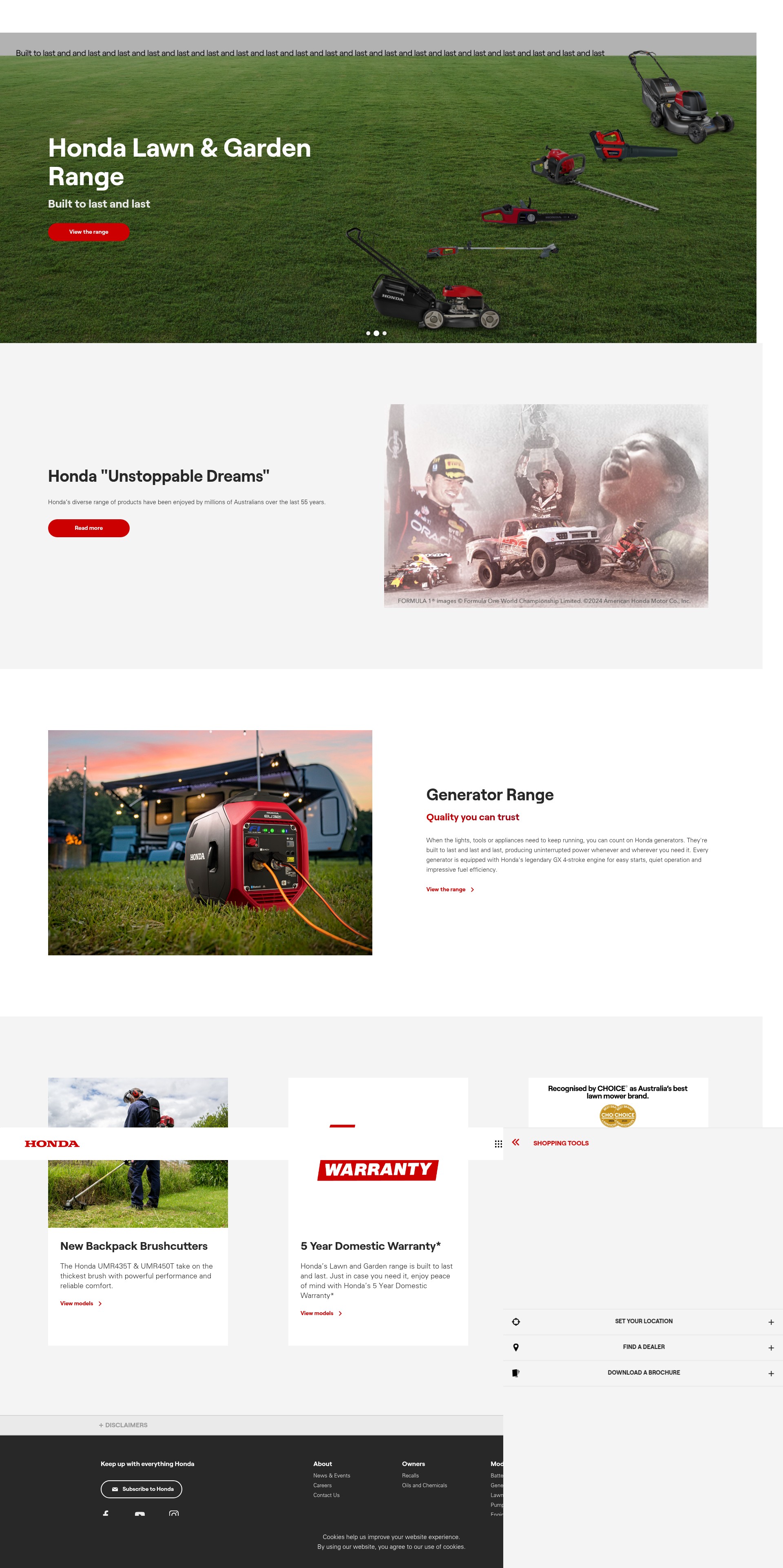 Screenshot of powerequipment.honda.com.au