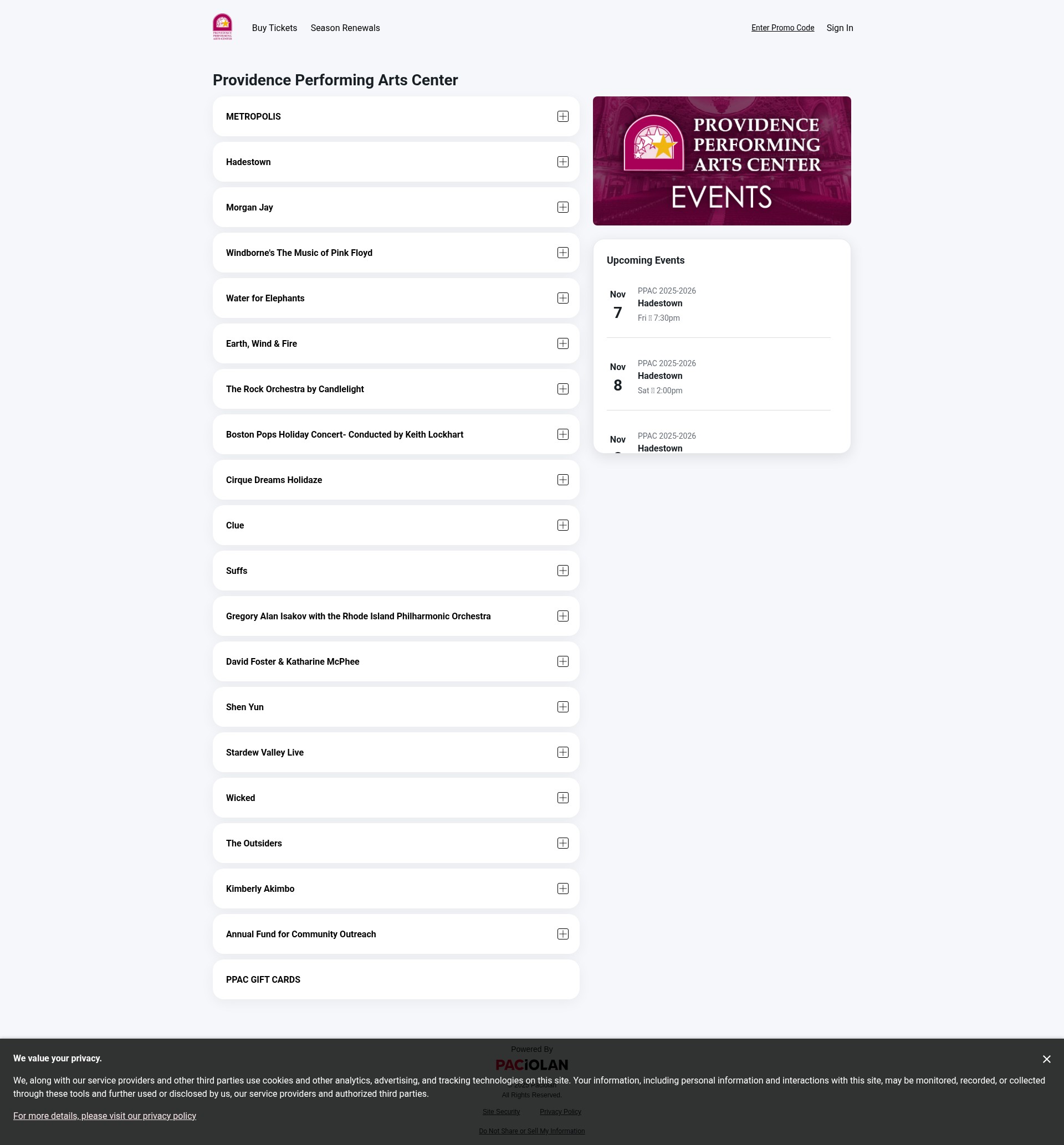 Screenshot of ppac.evenue.net