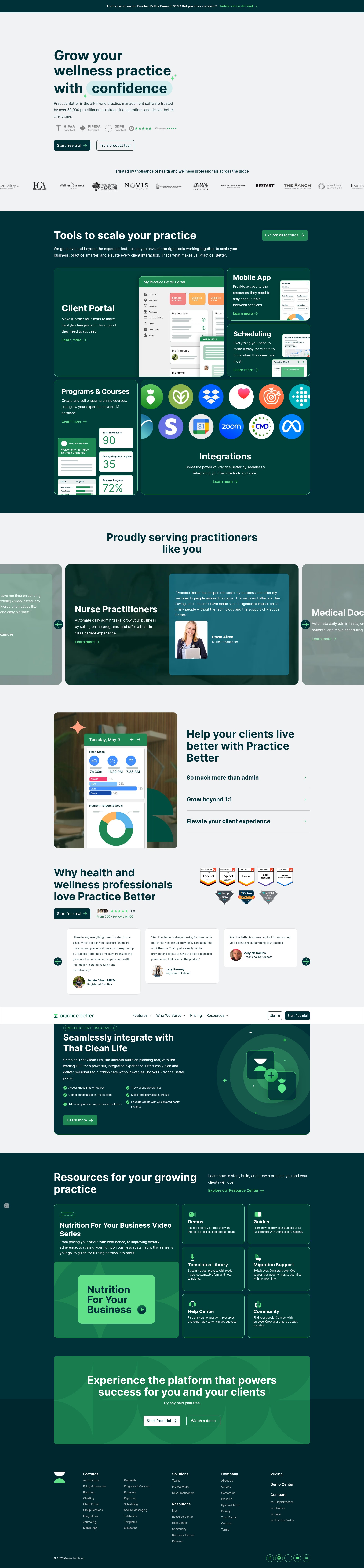 Screenshot of practicebetter.io
