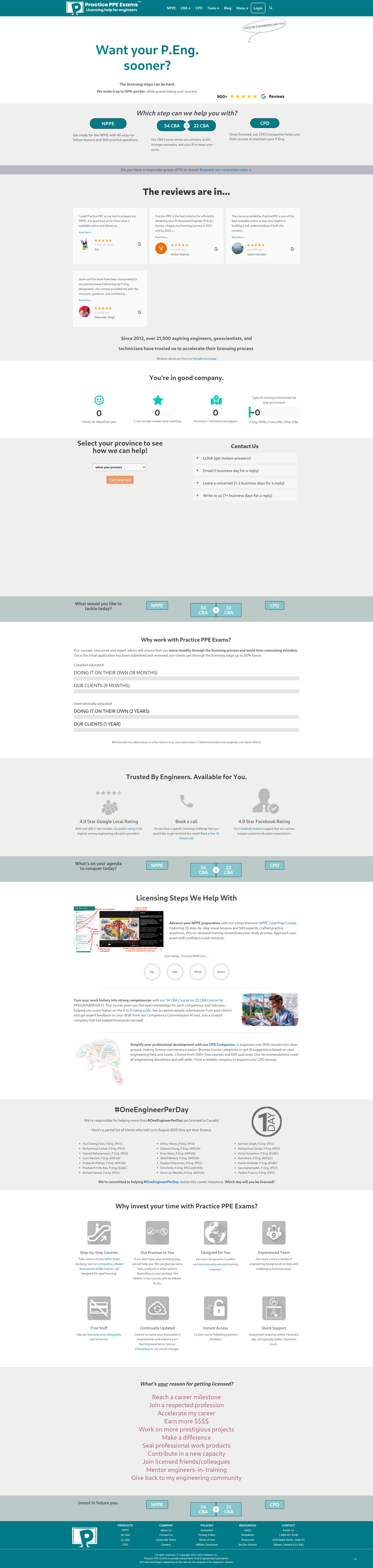 Screenshot of practiceppeexams.ca