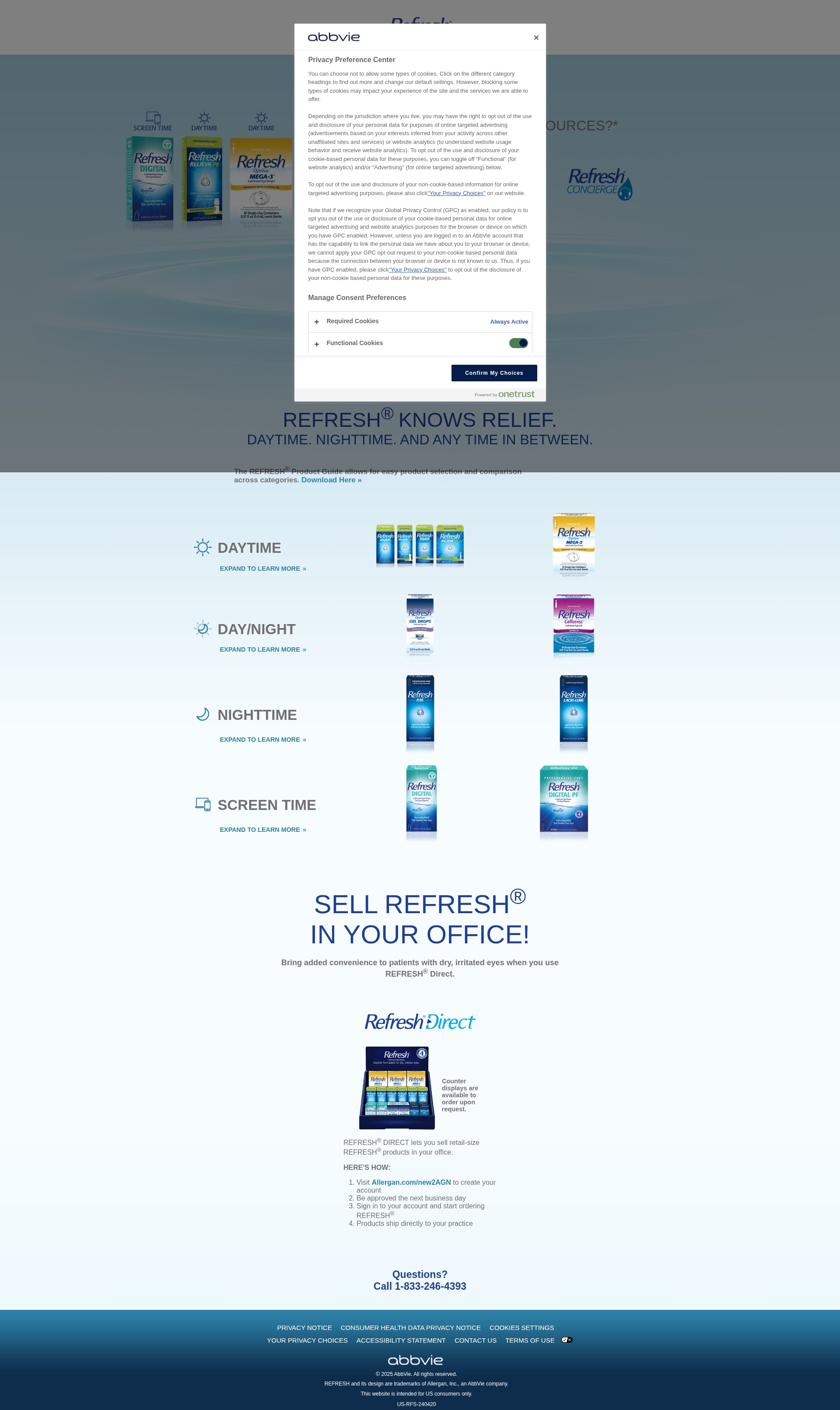 Screenshot of practitioner.refresheyedrops.com