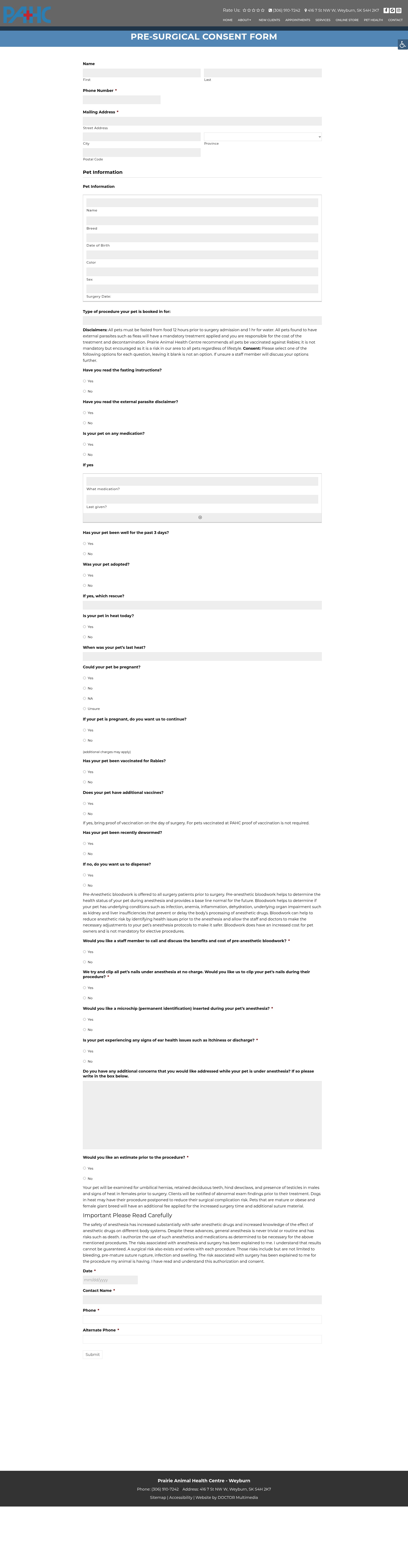 Screenshot of prairieanimalhealthweyburn.com
