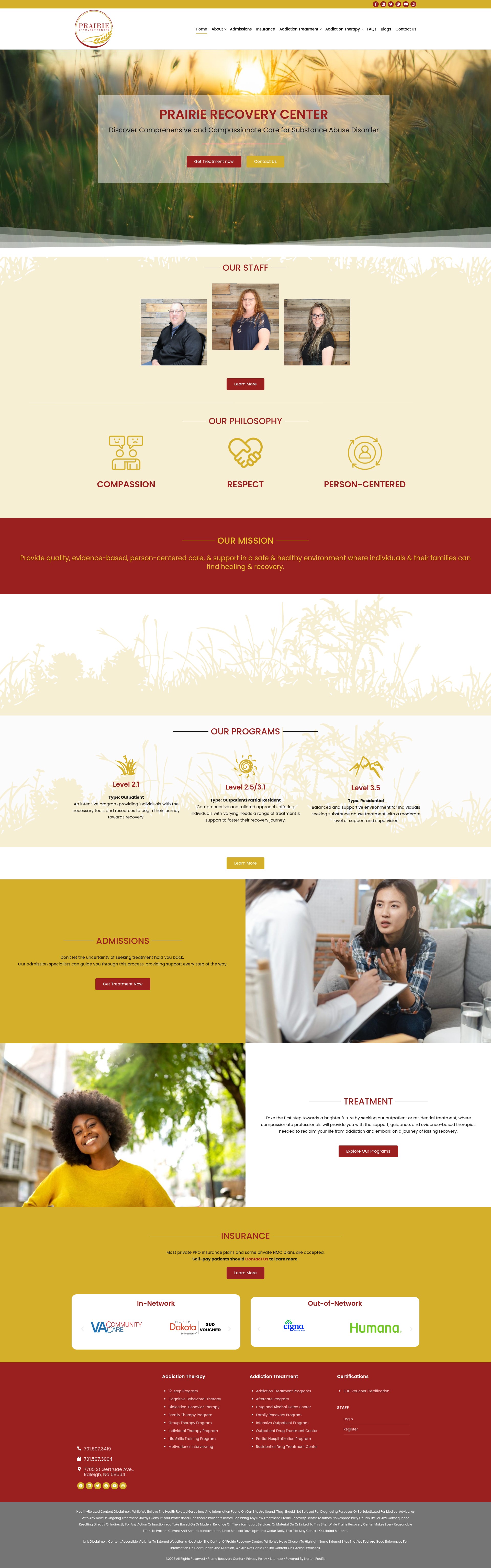 Screenshot of prairierecoverynd.com