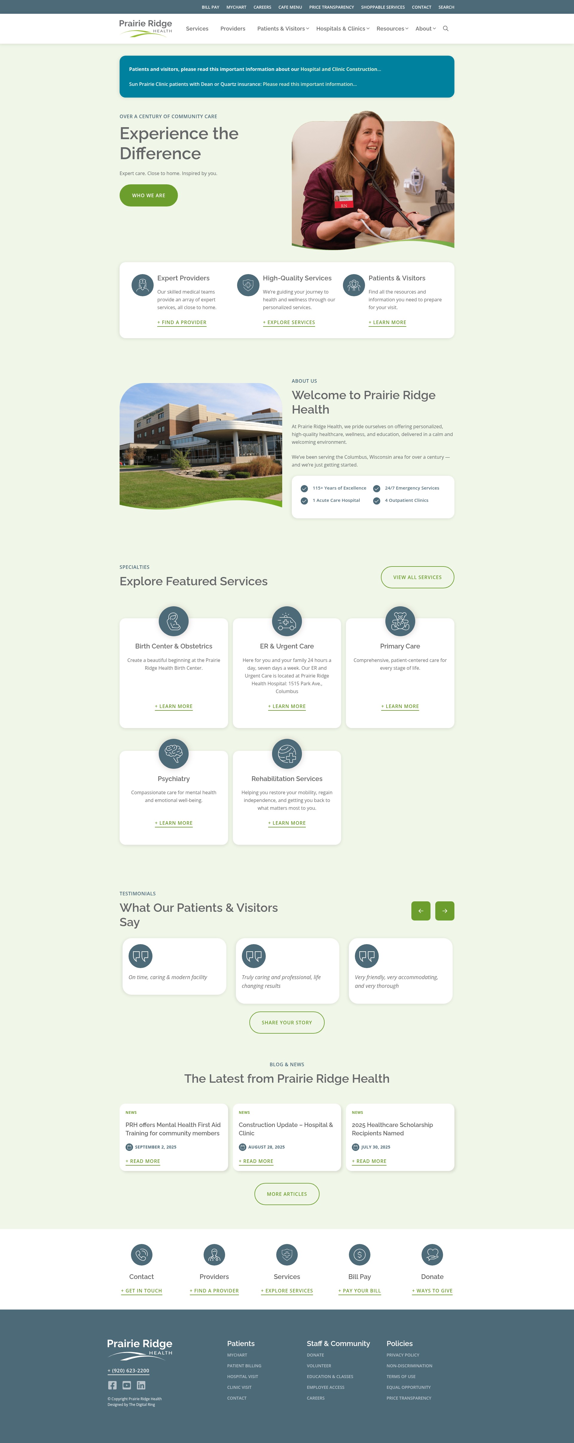 Screenshot of prairieridge.health