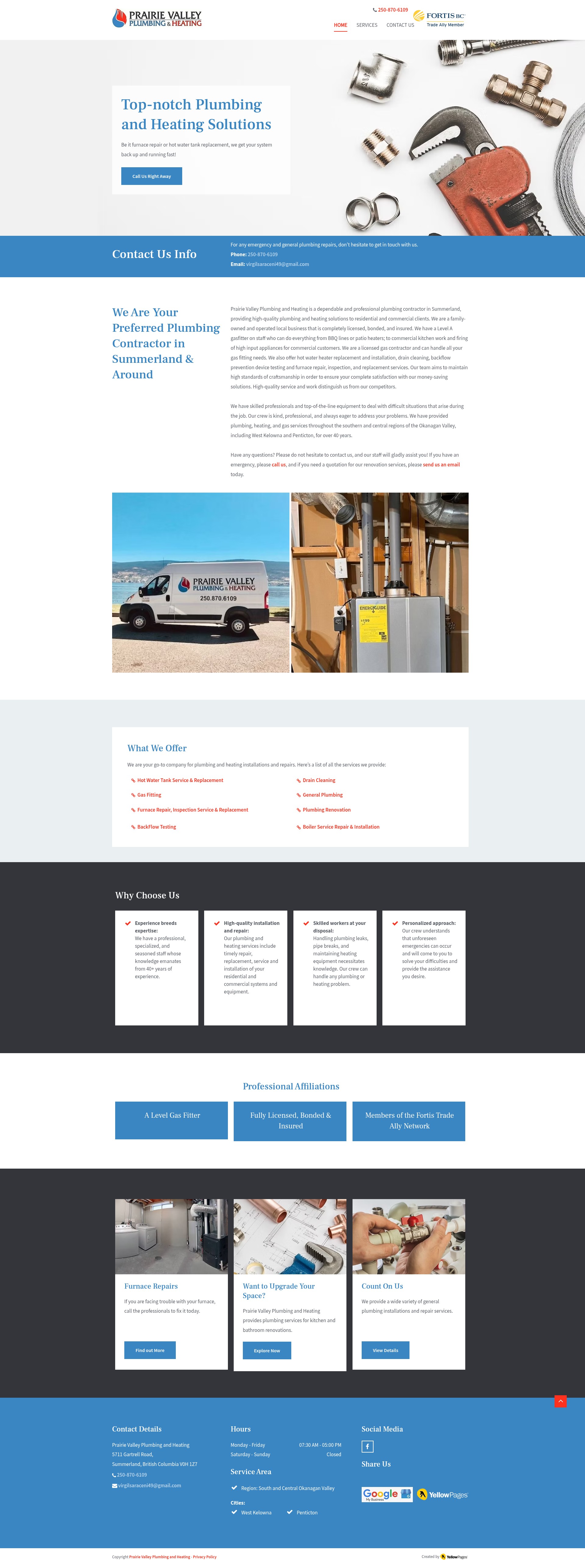 Screenshot of prairievalleyplumbingandheating.com