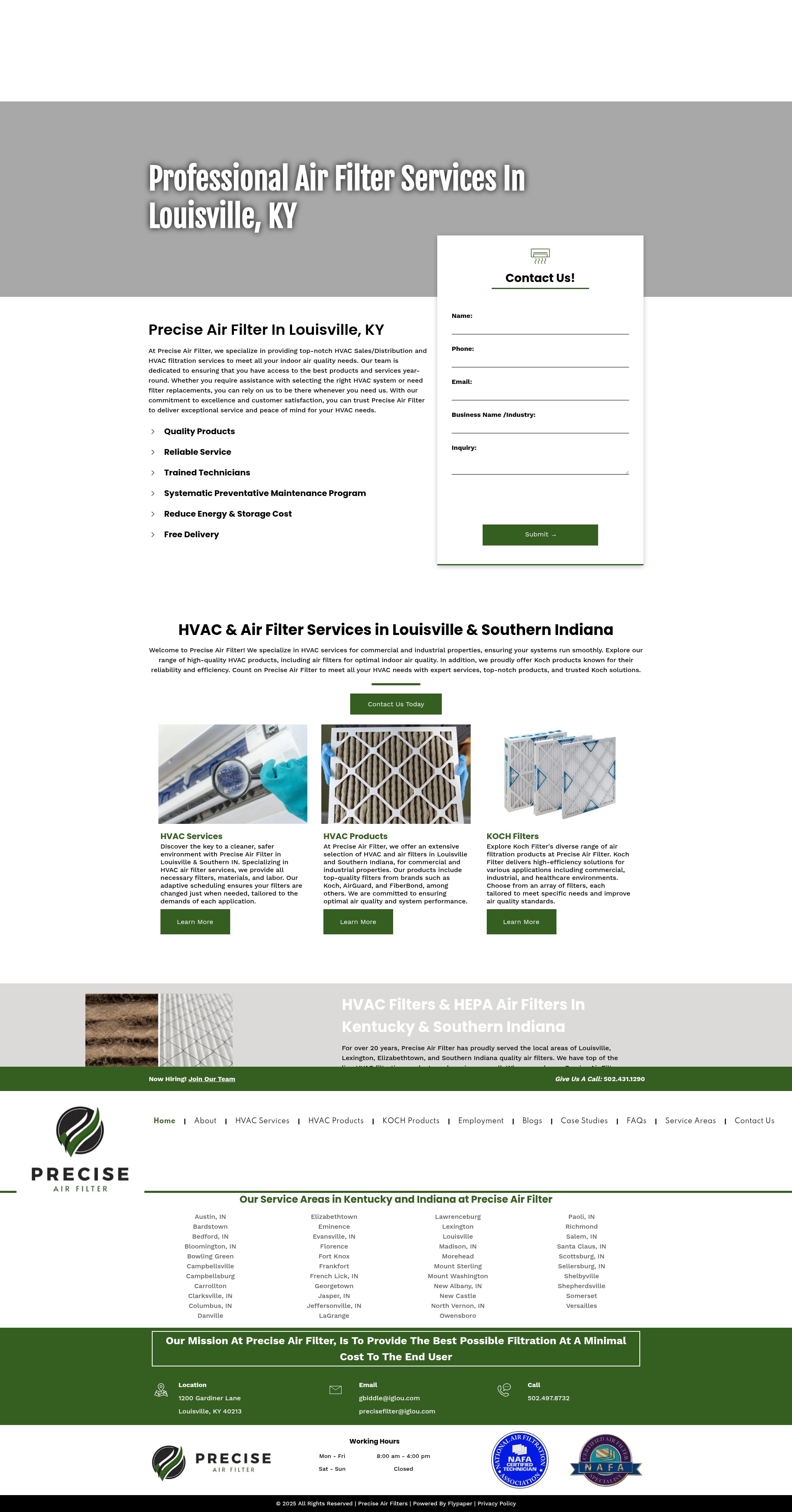 Screenshot of preciseairfilter.com