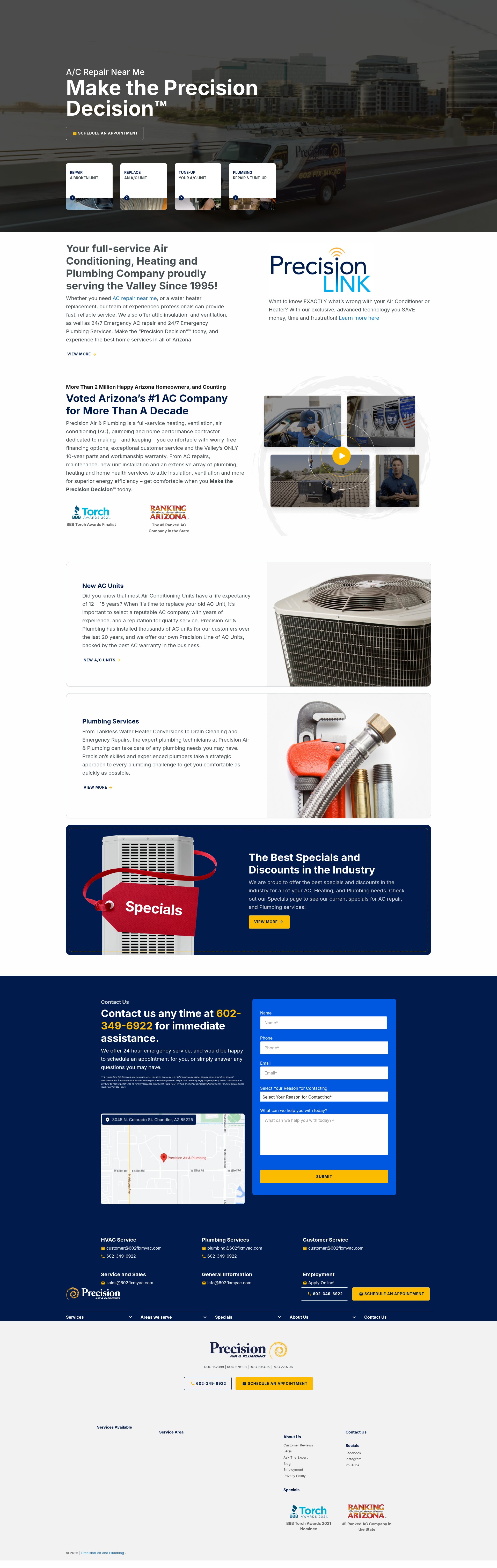 Screenshot of precisionairandplumbing.com