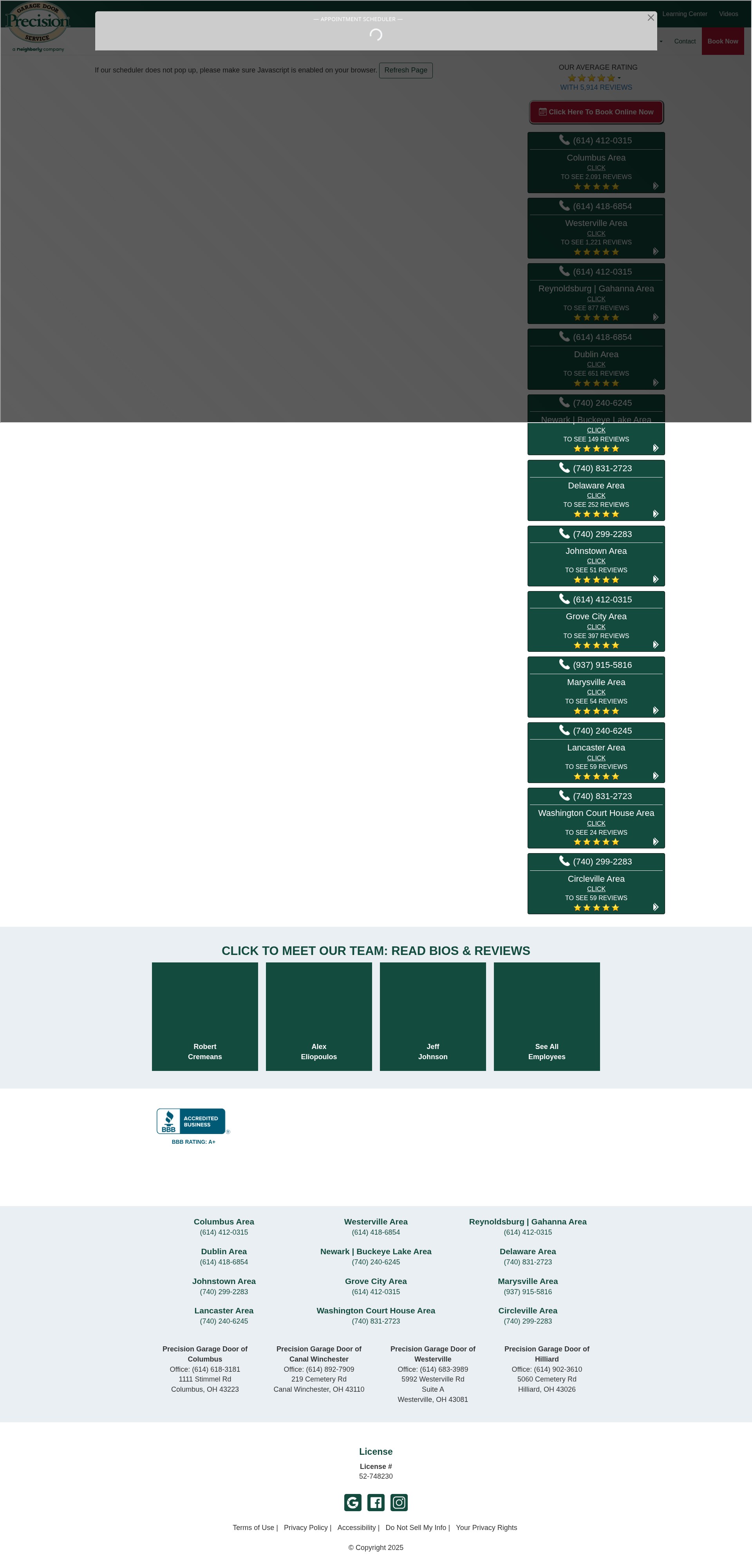 Screenshot of precisiondoorcolumbus.com