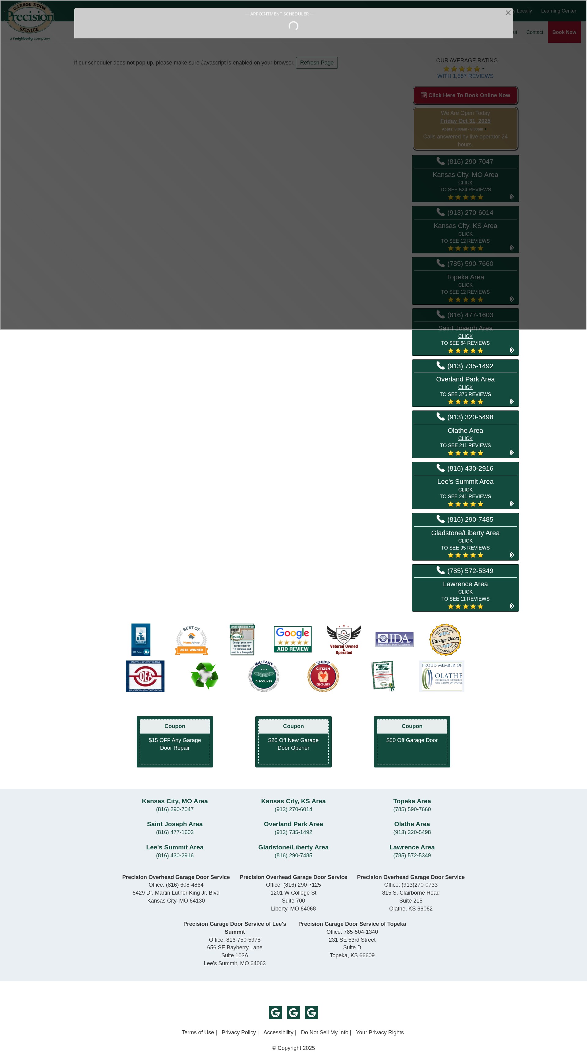 Screenshot of precisiondoorkc.com