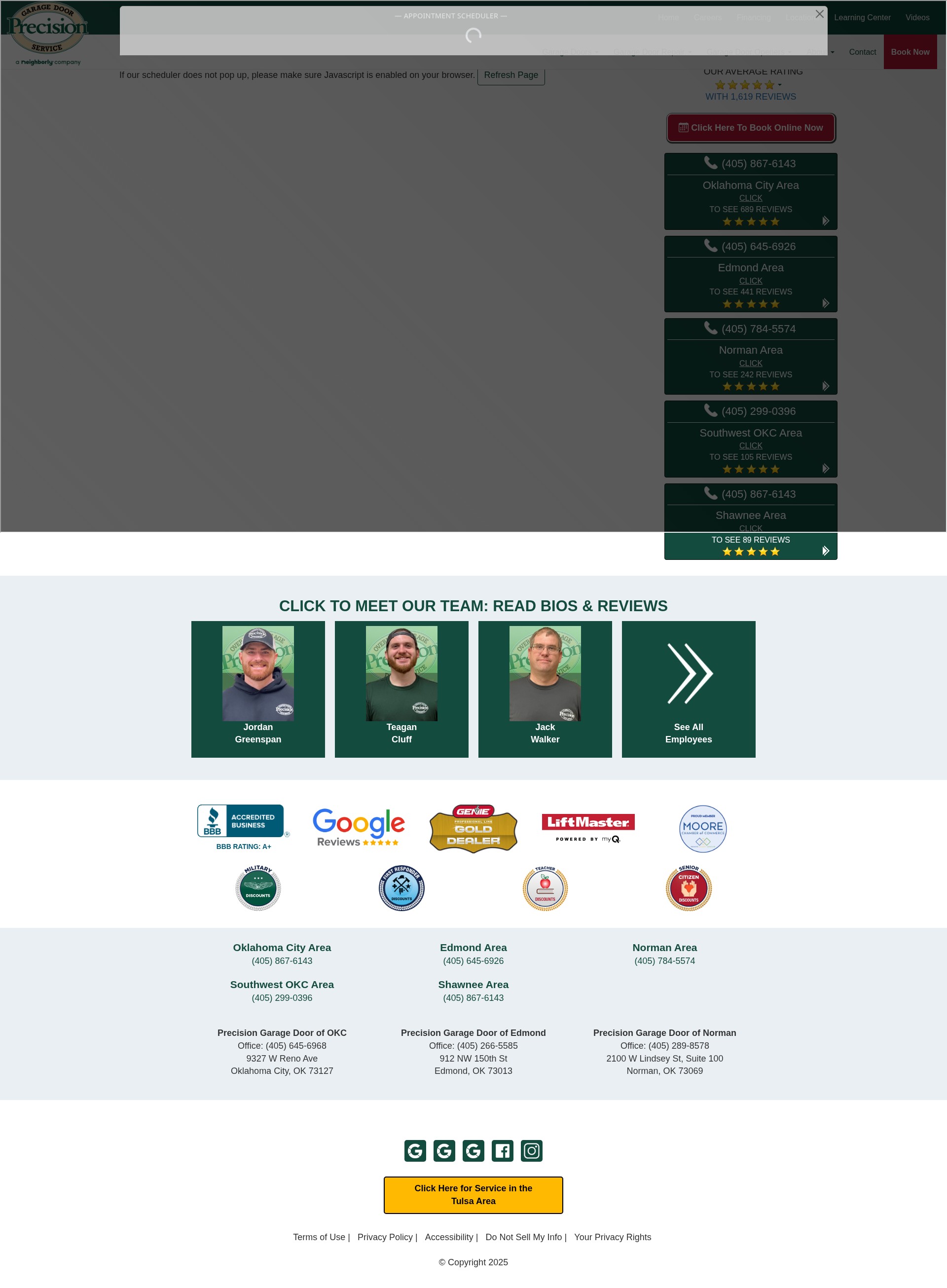 Screenshot of precisiondoorokc.com