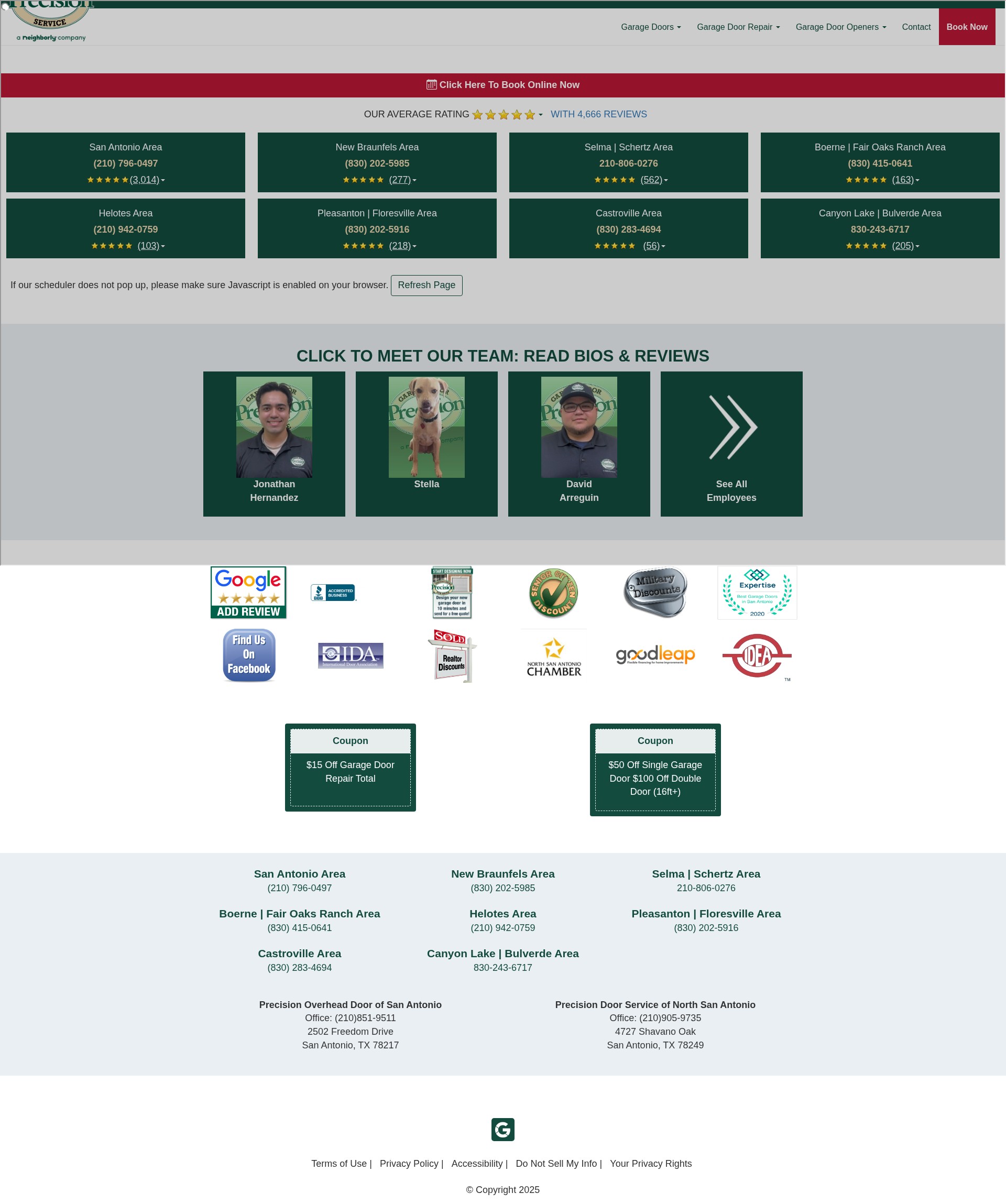 Screenshot of precisiondoorsanantonio.com