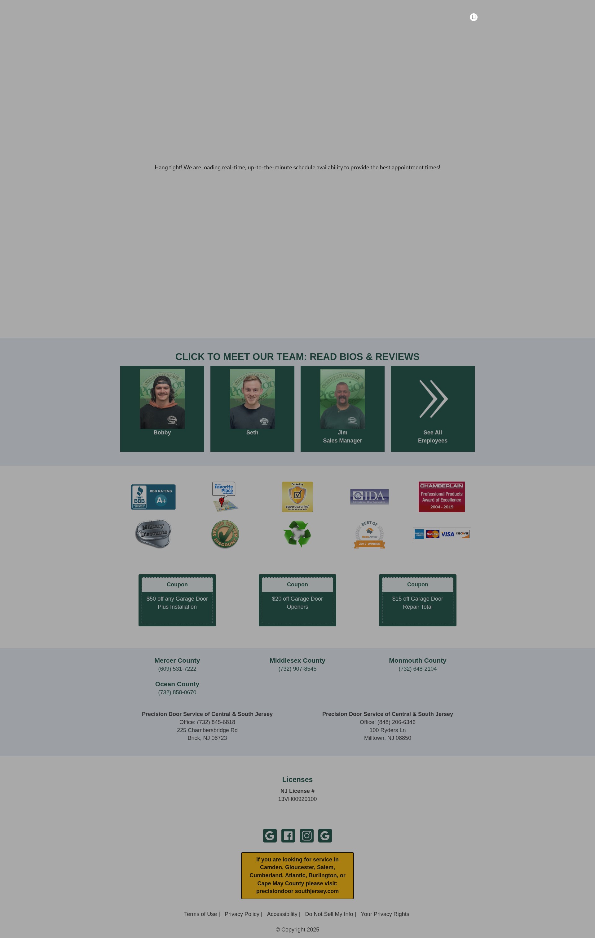 Screenshot of precisiongaragedoorsnj.com