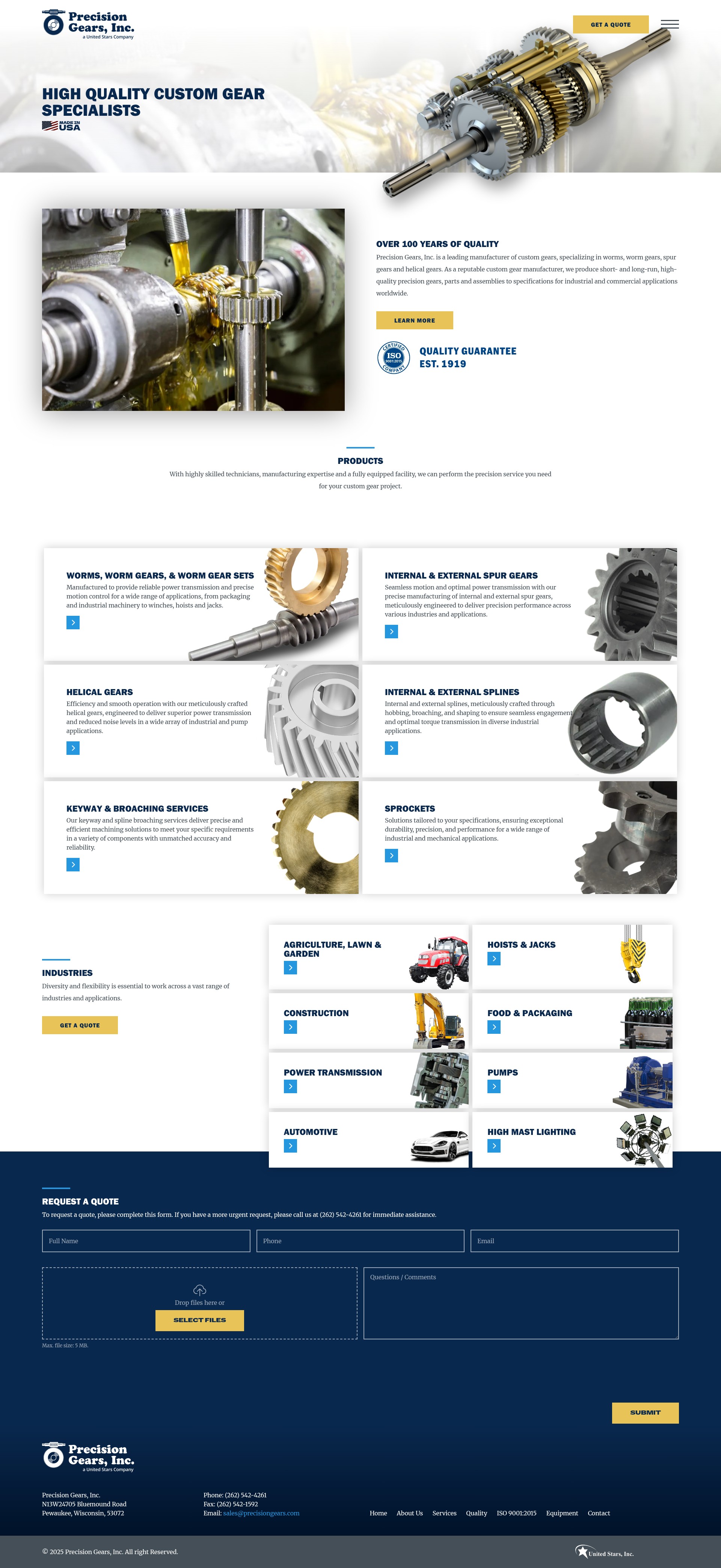 Screenshot of precisiongears.com