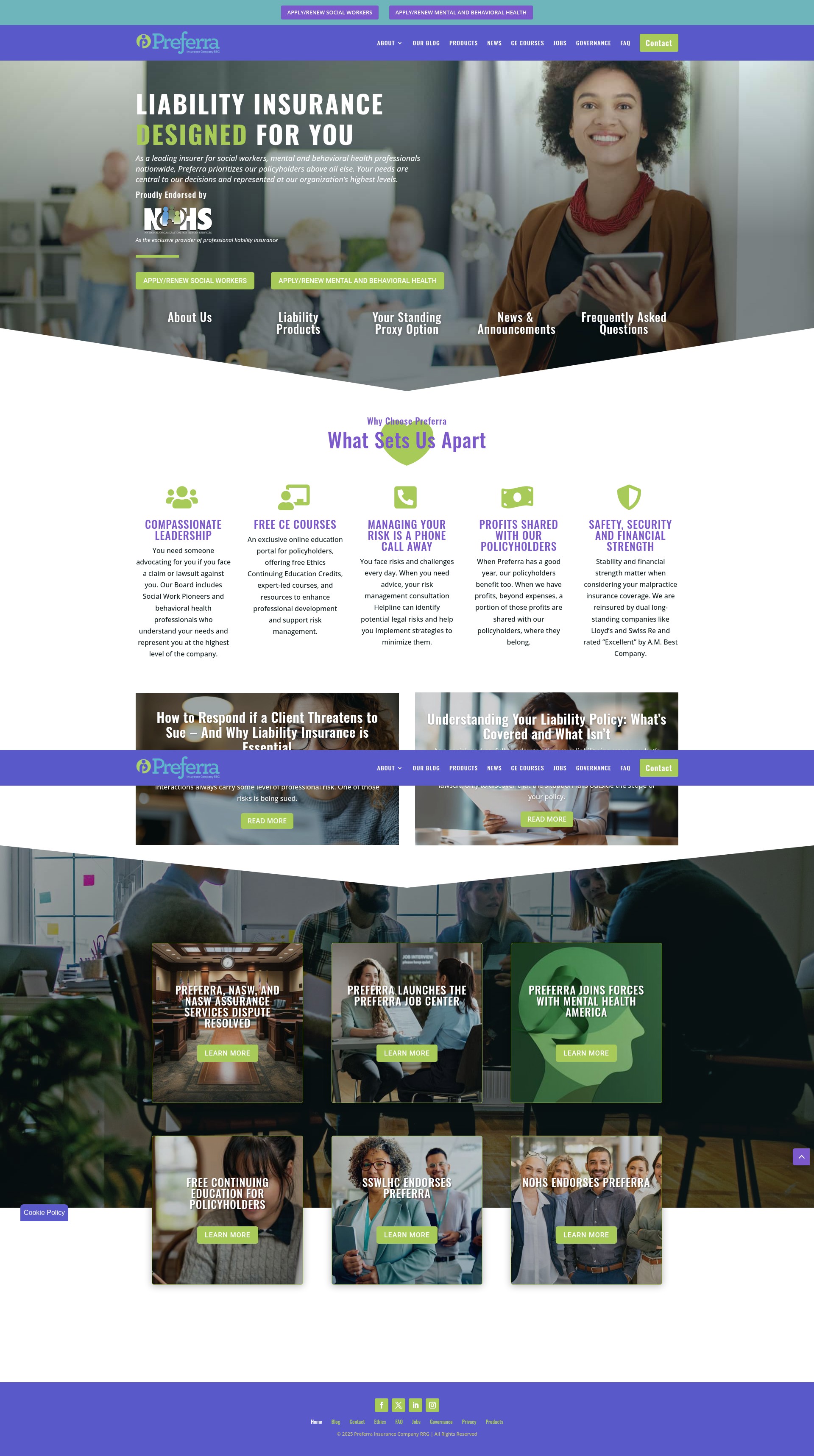 Screenshot of preferrainsurance.com