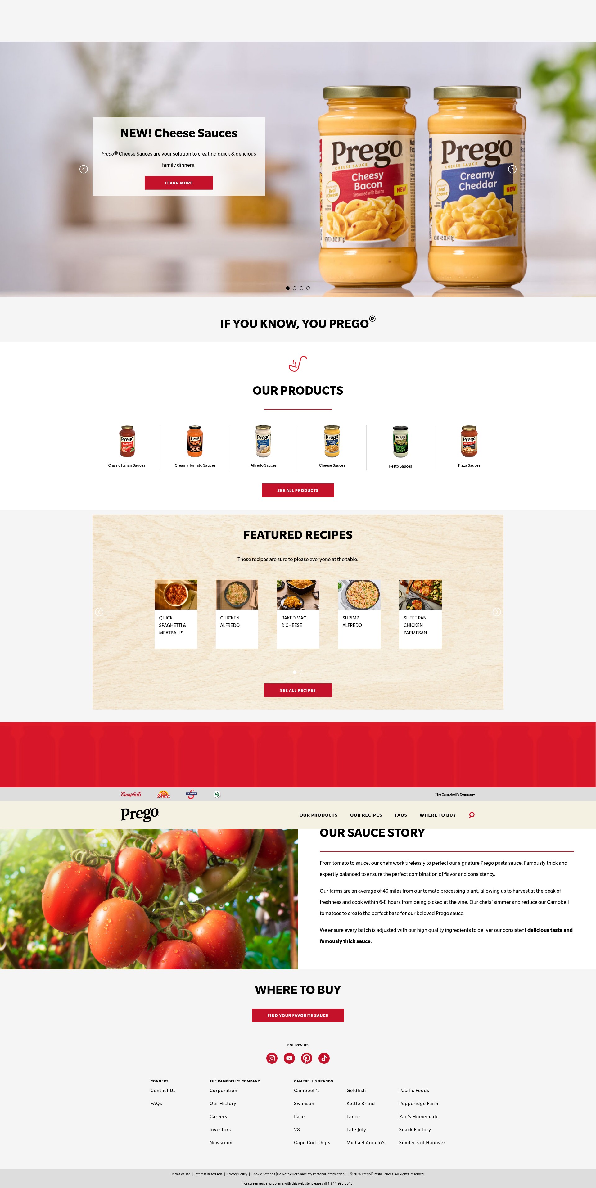 Screenshot of prego.com