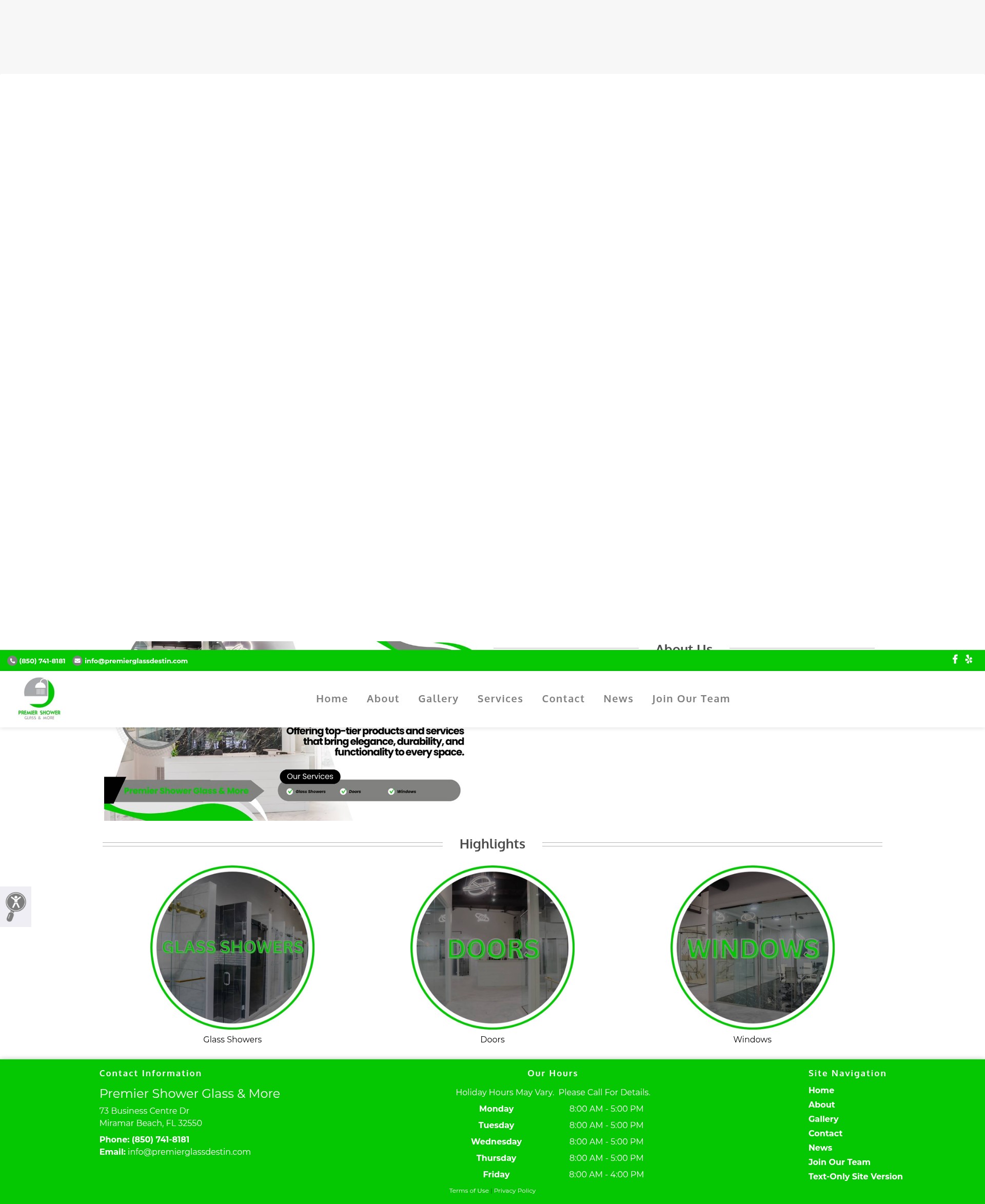 Screenshot of premierglassdestin.com