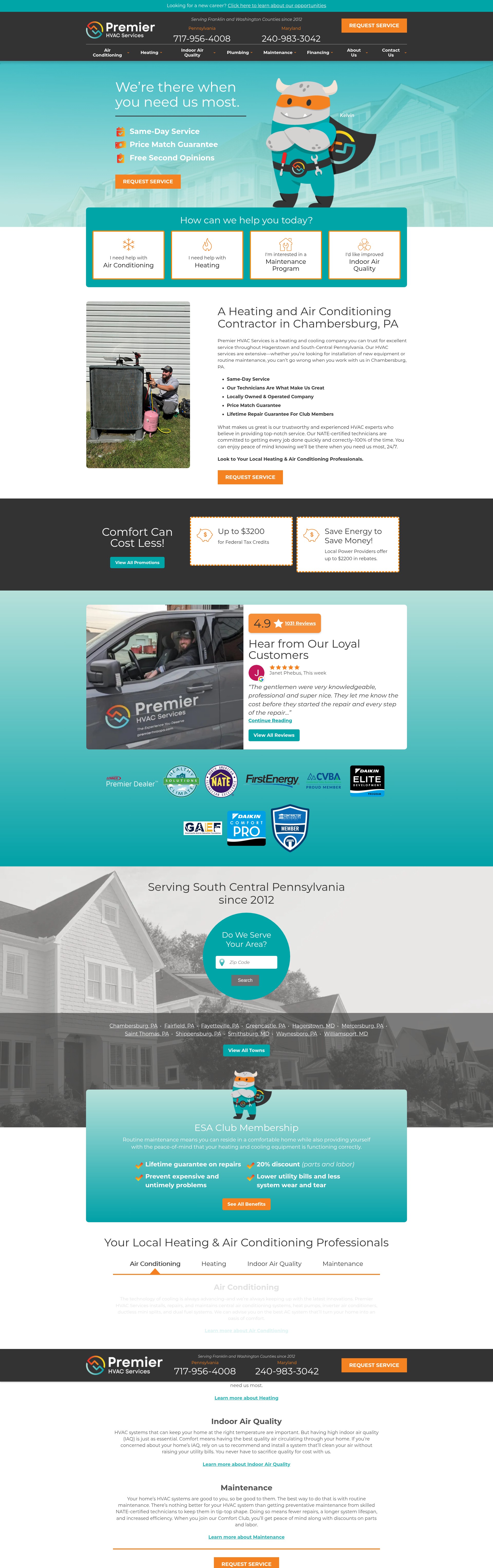 Screenshot of premierhvacpa.com