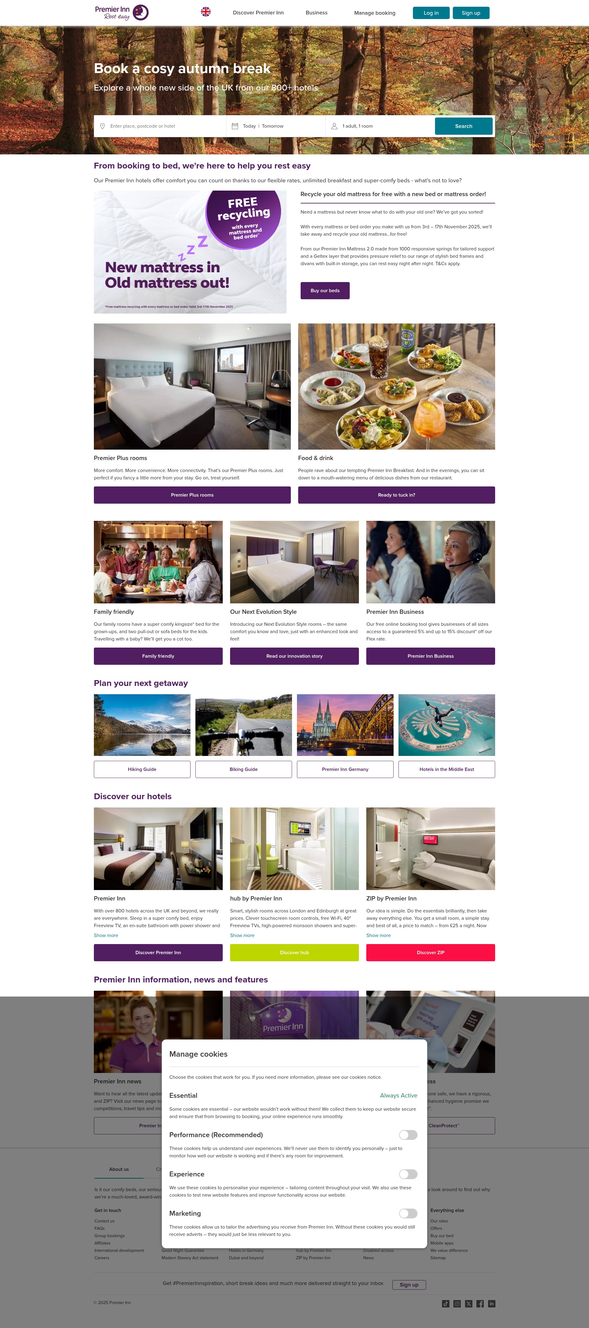Screenshot of premierinn.com