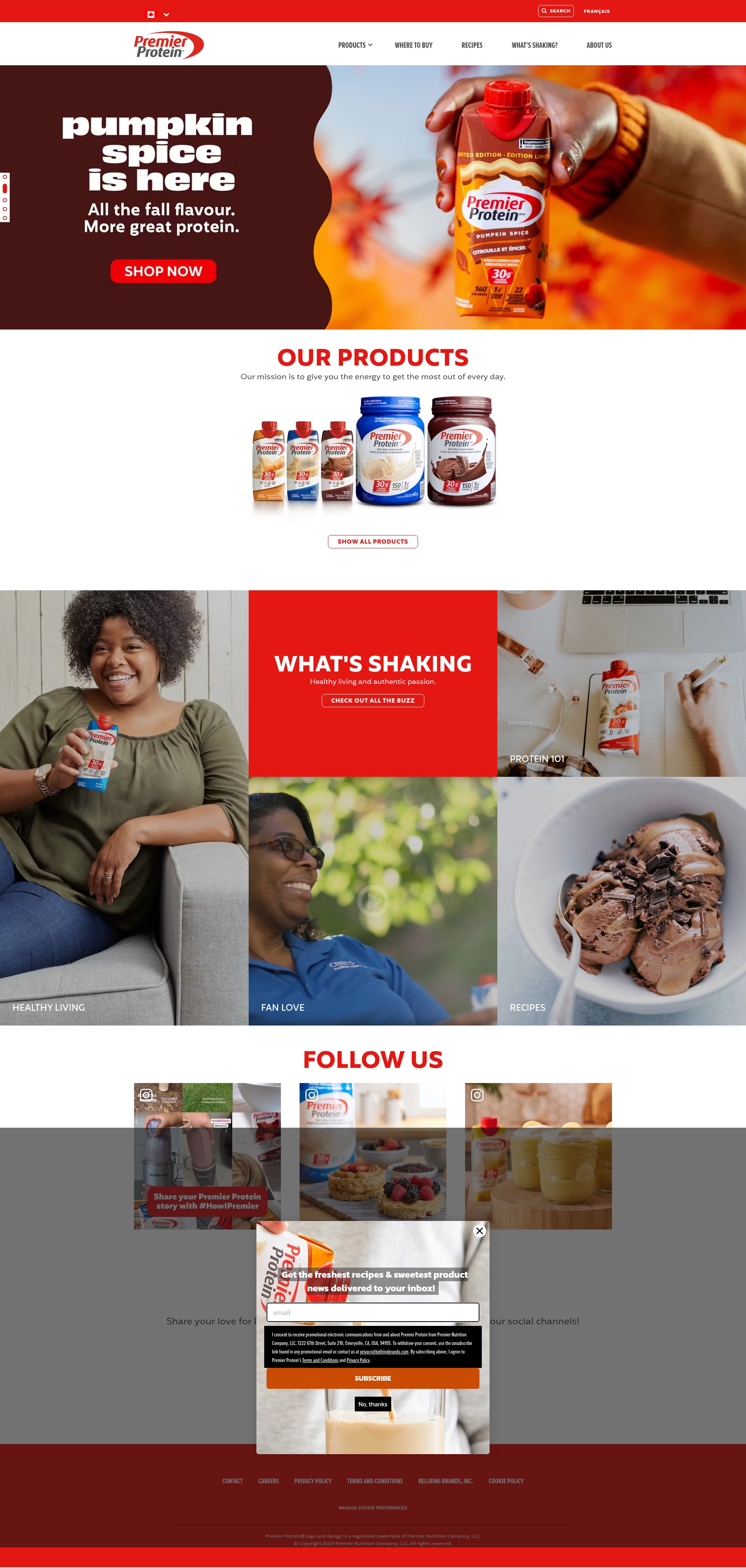 Screenshot of premierprotein.ca