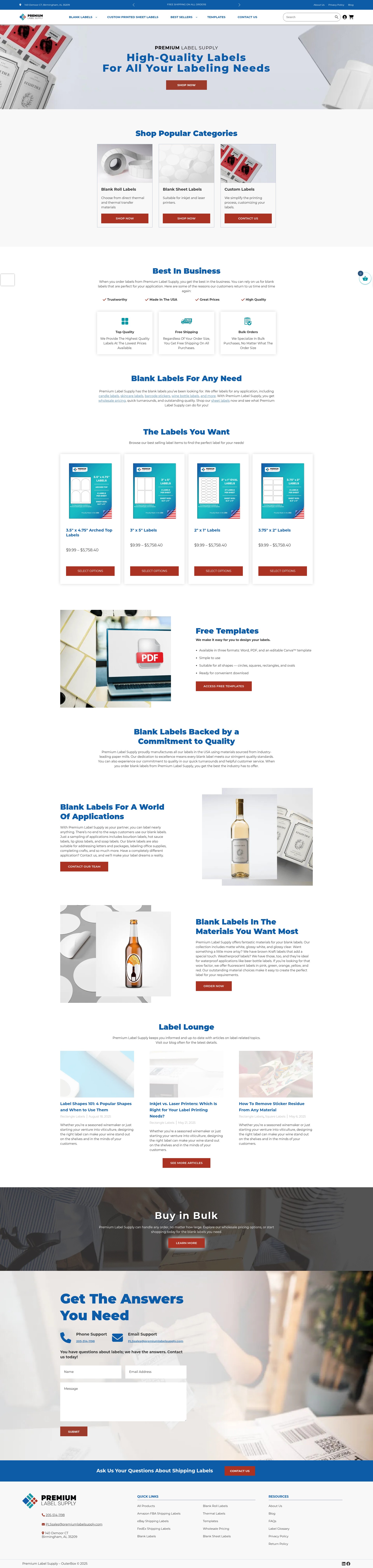 Screenshot of premiumlabelsupply.com