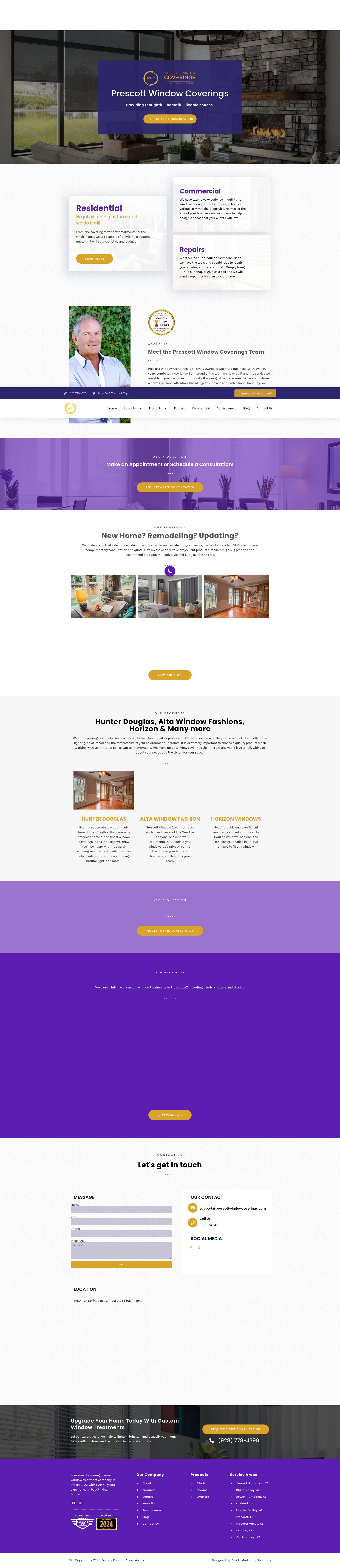 Screenshot of prescottwindowcoverings.com