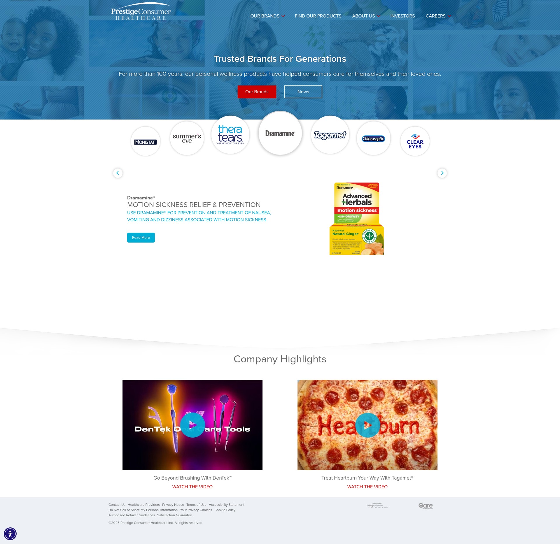 Screenshot of prestigebrands.com