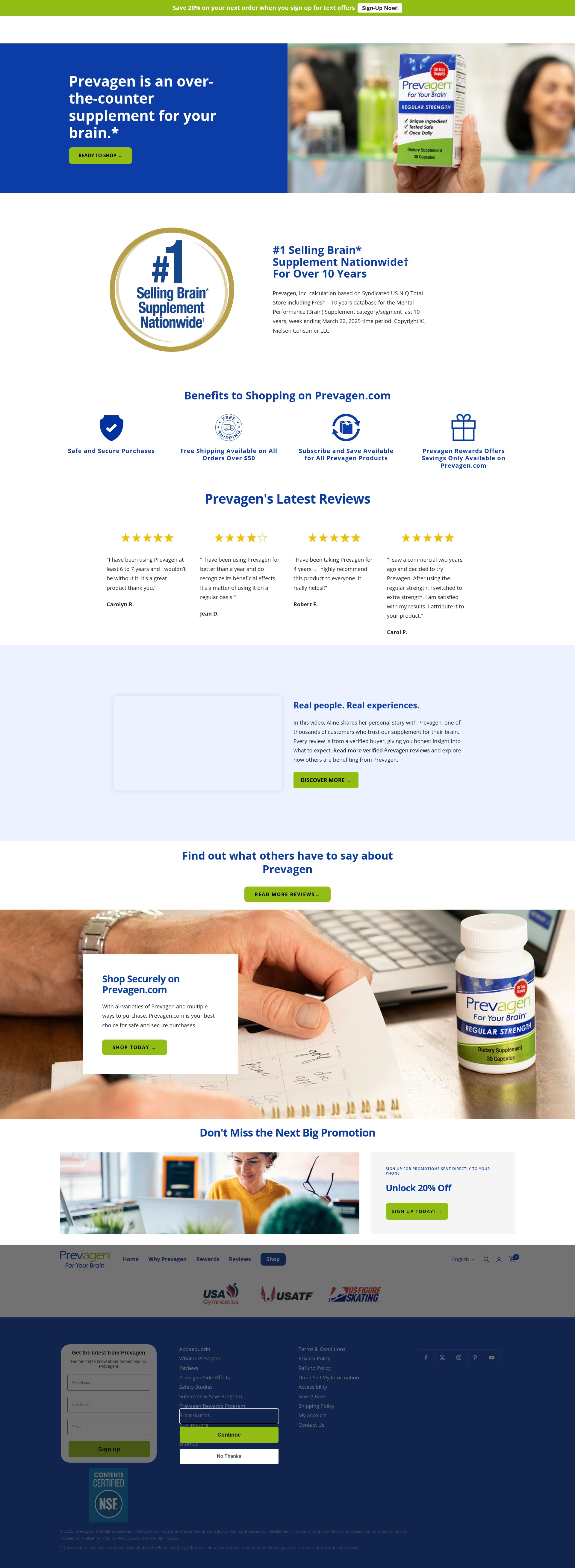 Screenshot of prevagen.com