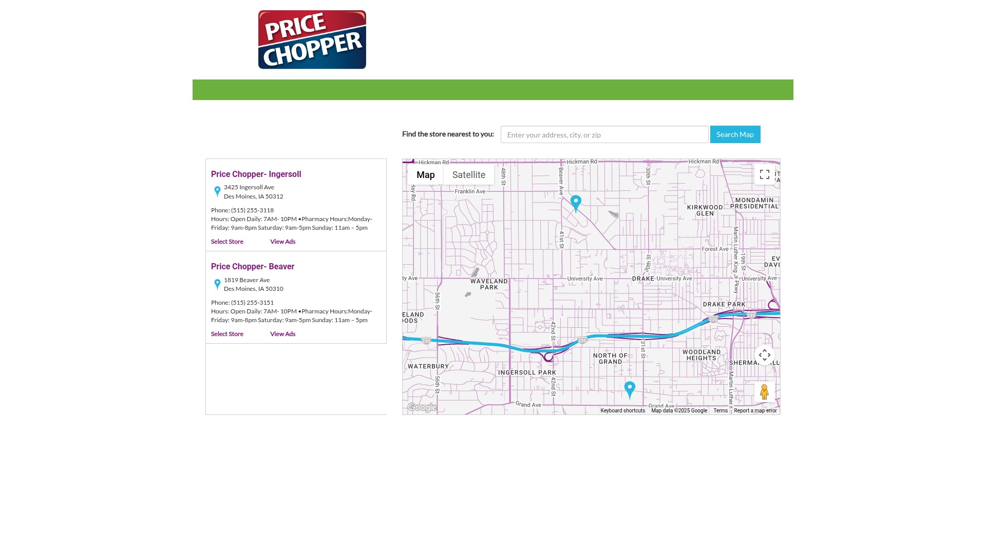 Screenshot of pricechopperdesmoines.com