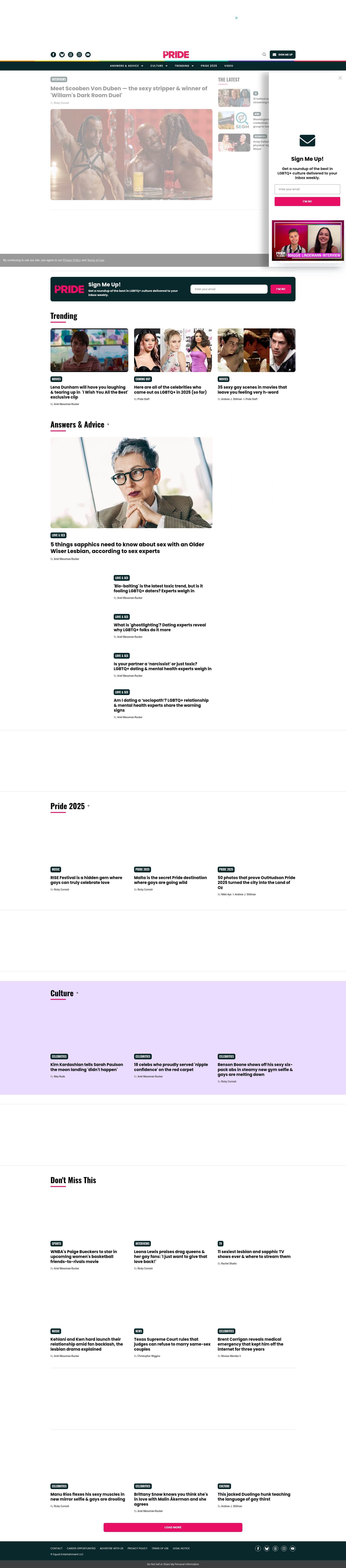 Screenshot of pride.com