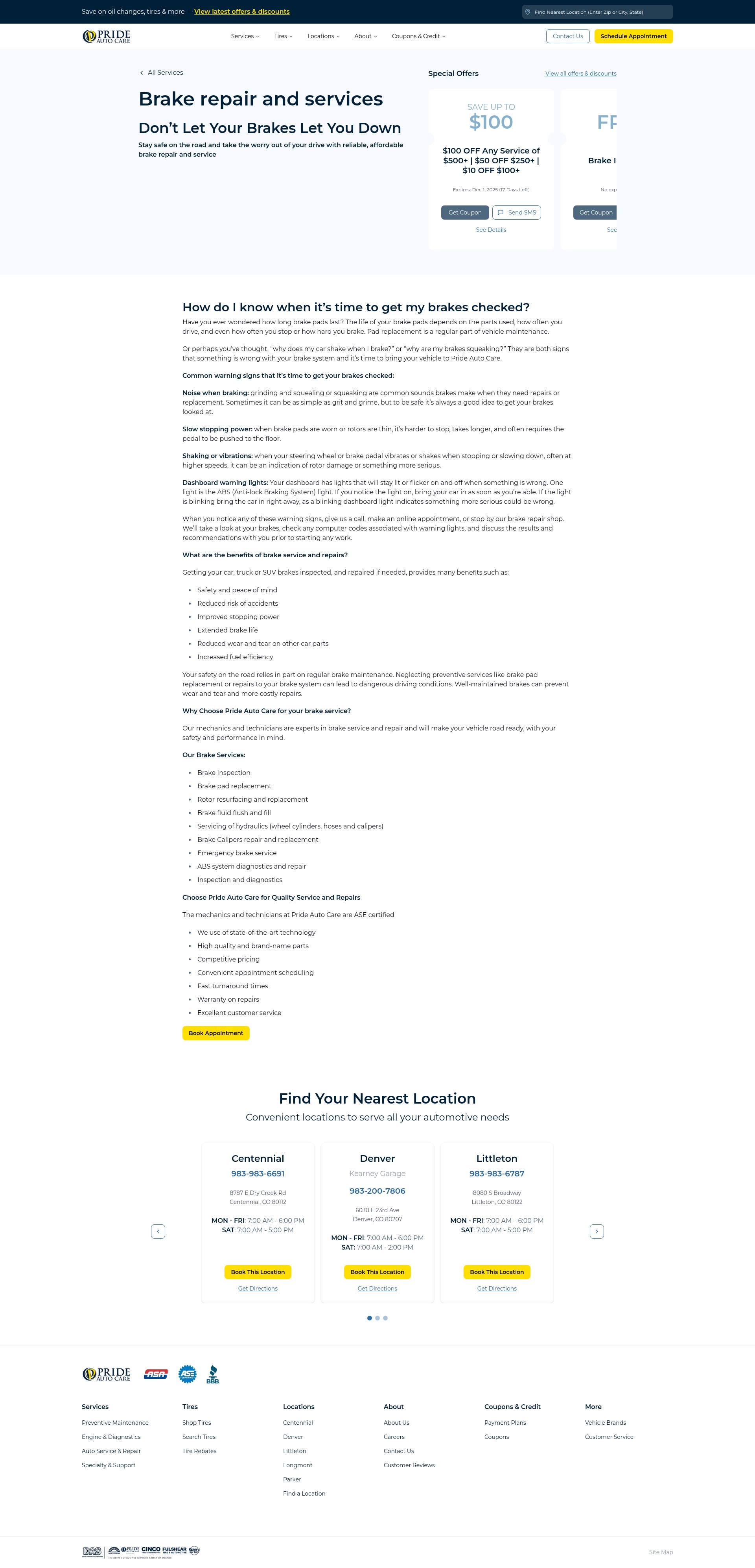 Screenshot of prideautocare.com