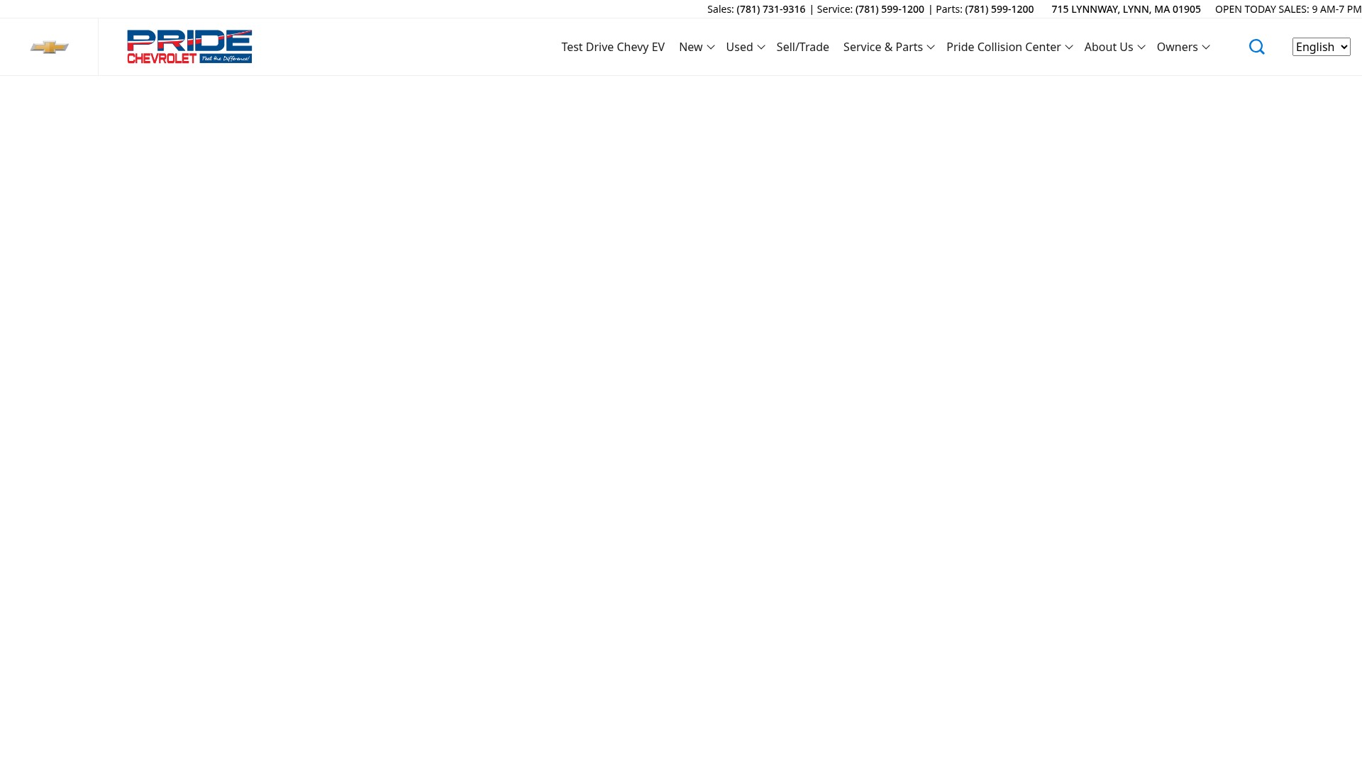 Screenshot of pridechevy.com