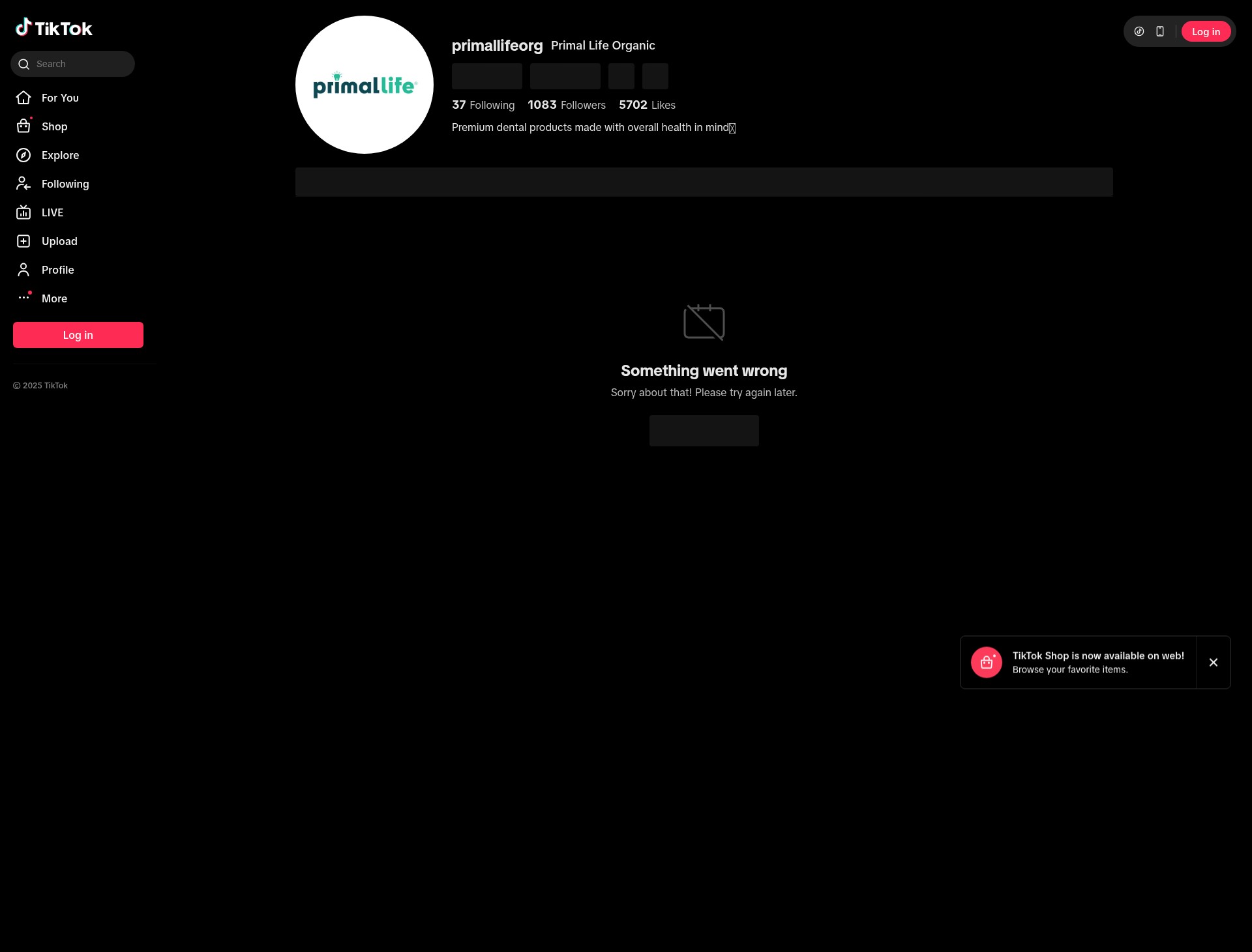 Screenshot of primallifeorganics.myshopify.com