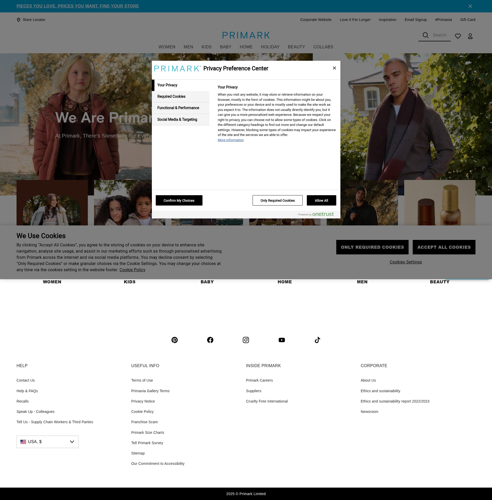 Screenshot of primark.com