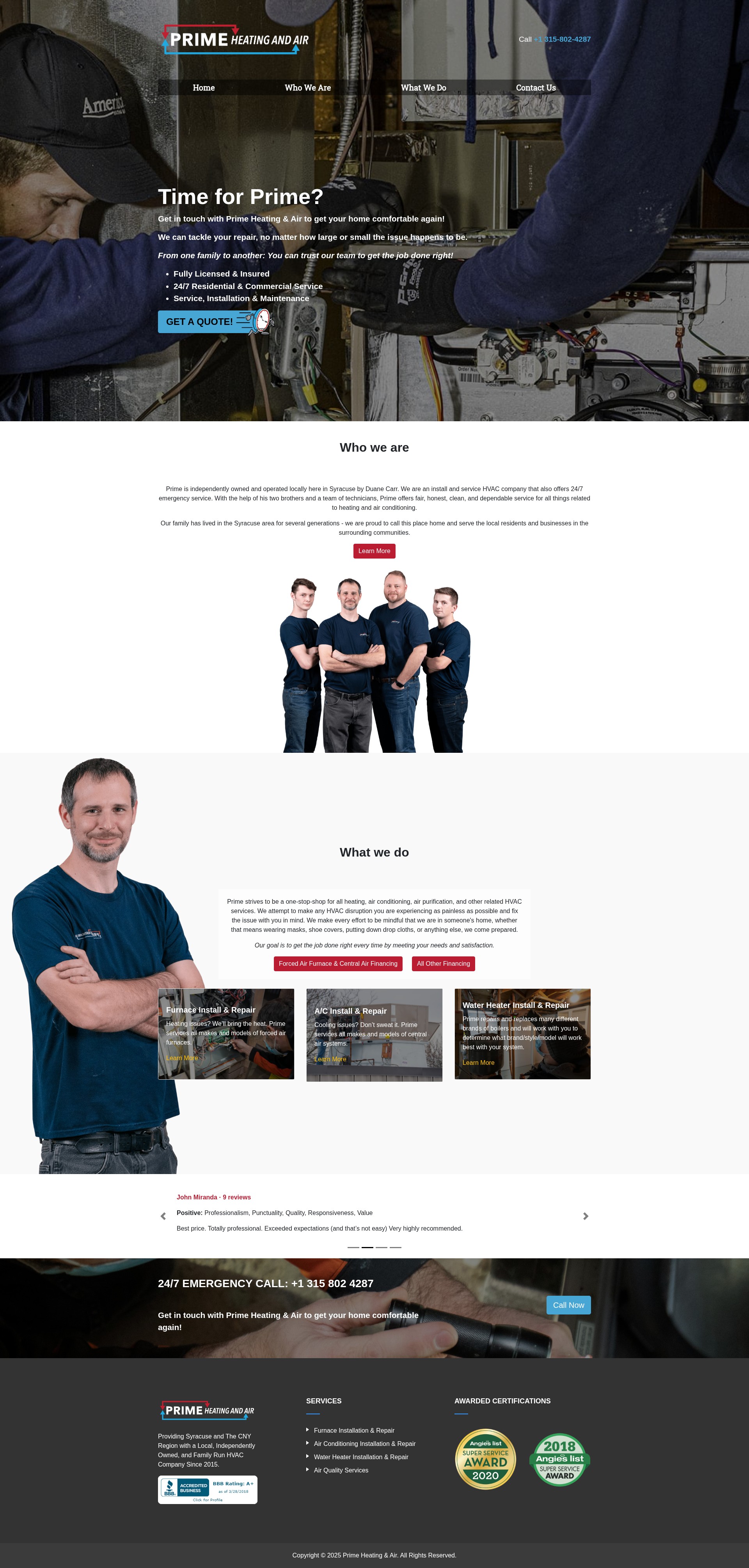 Screenshot of primeheatandair.com