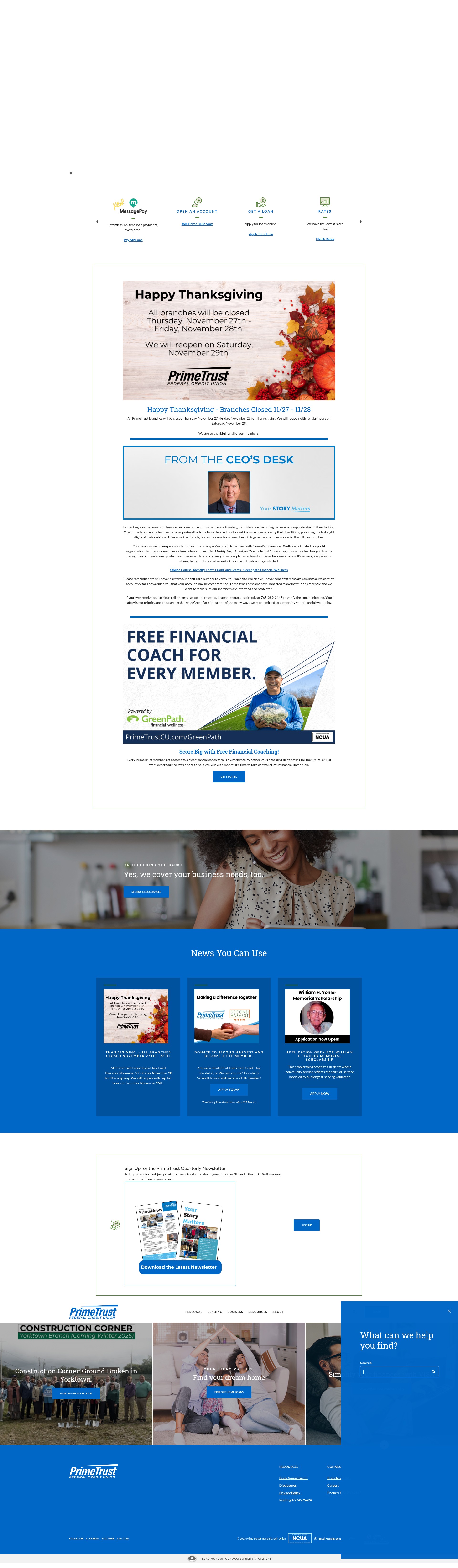 Screenshot of primetrustcu.com
