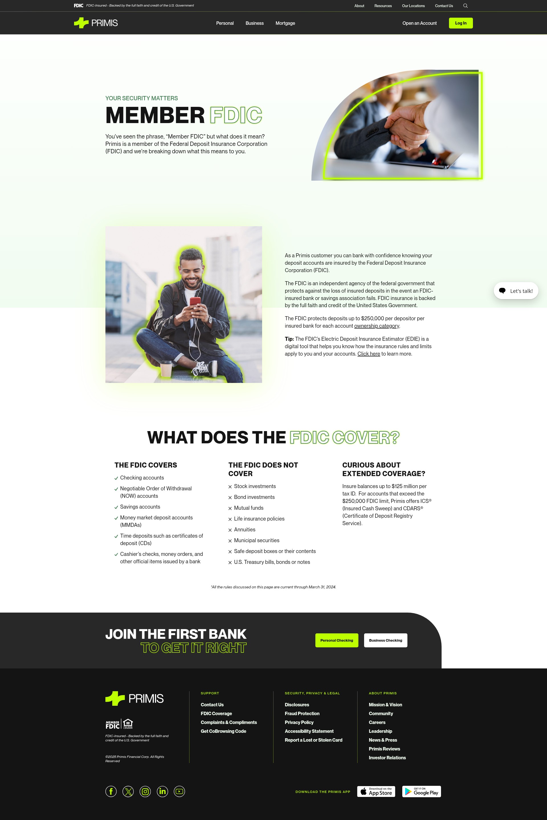Screenshot of primisbank.com