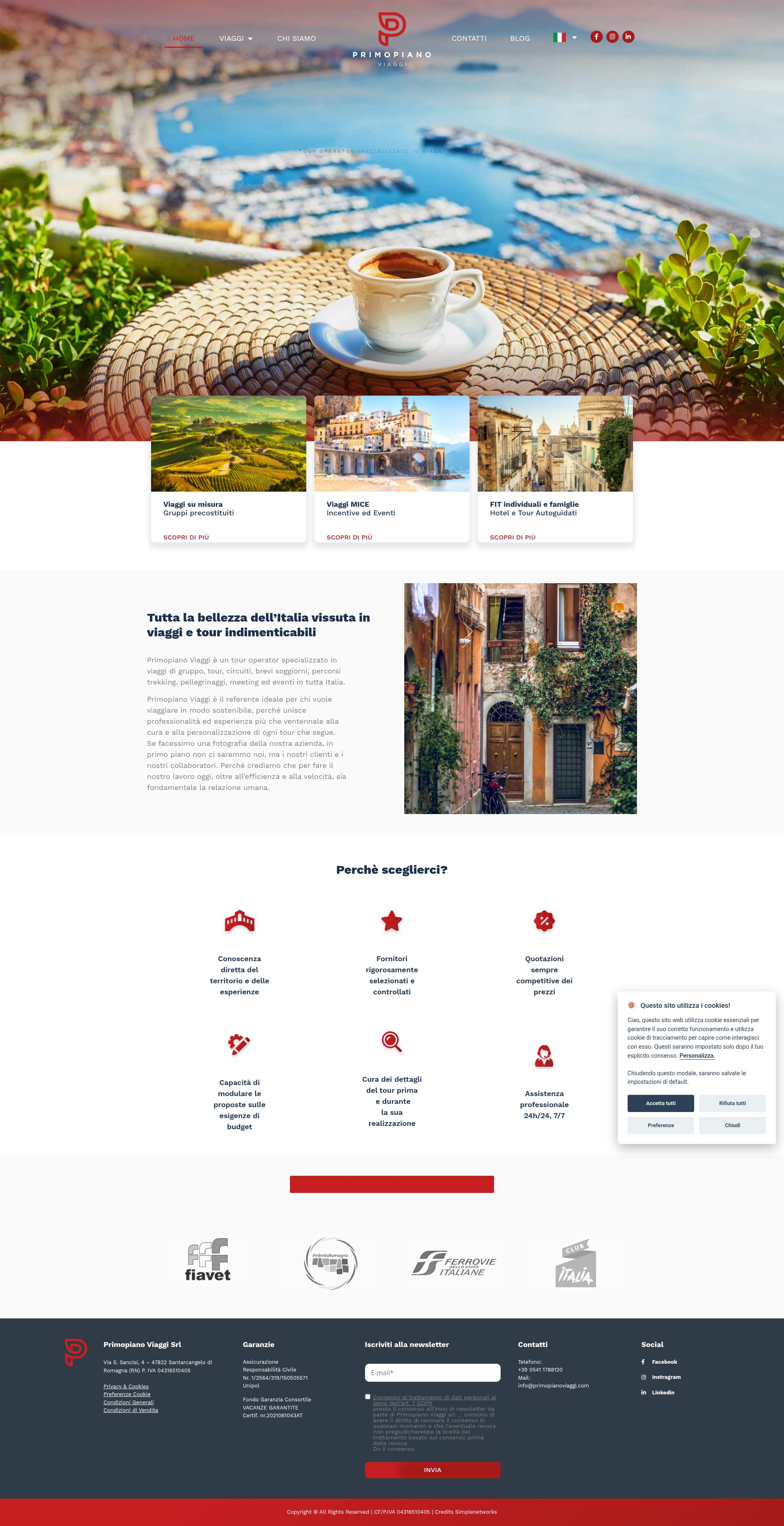 Screenshot of primopianoviaggi.com