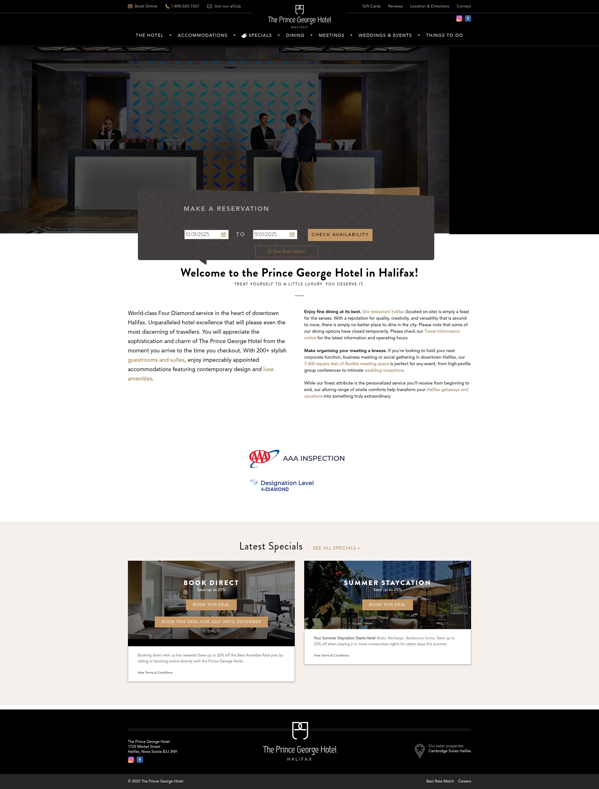 Screenshot of princegeorgehotel.com