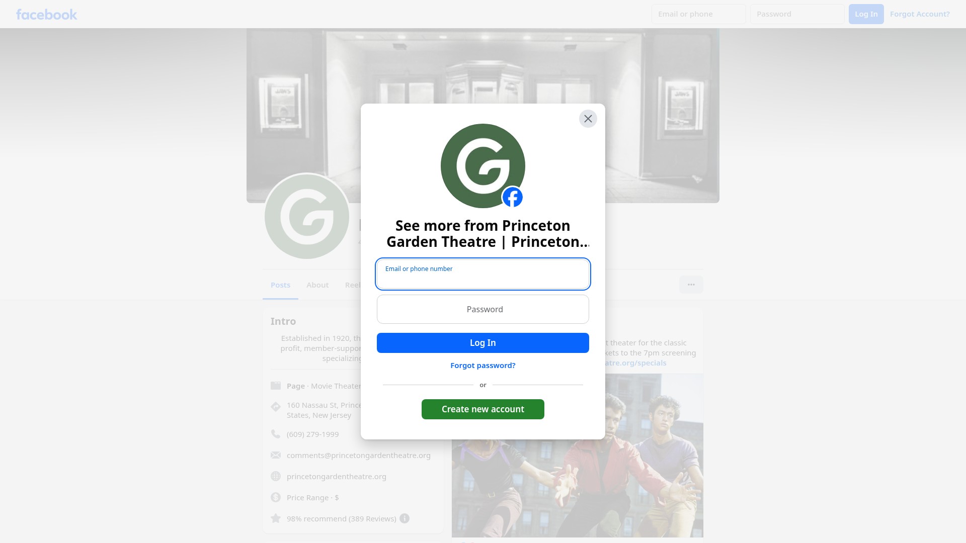 Screenshot of princetongardentheatre.org