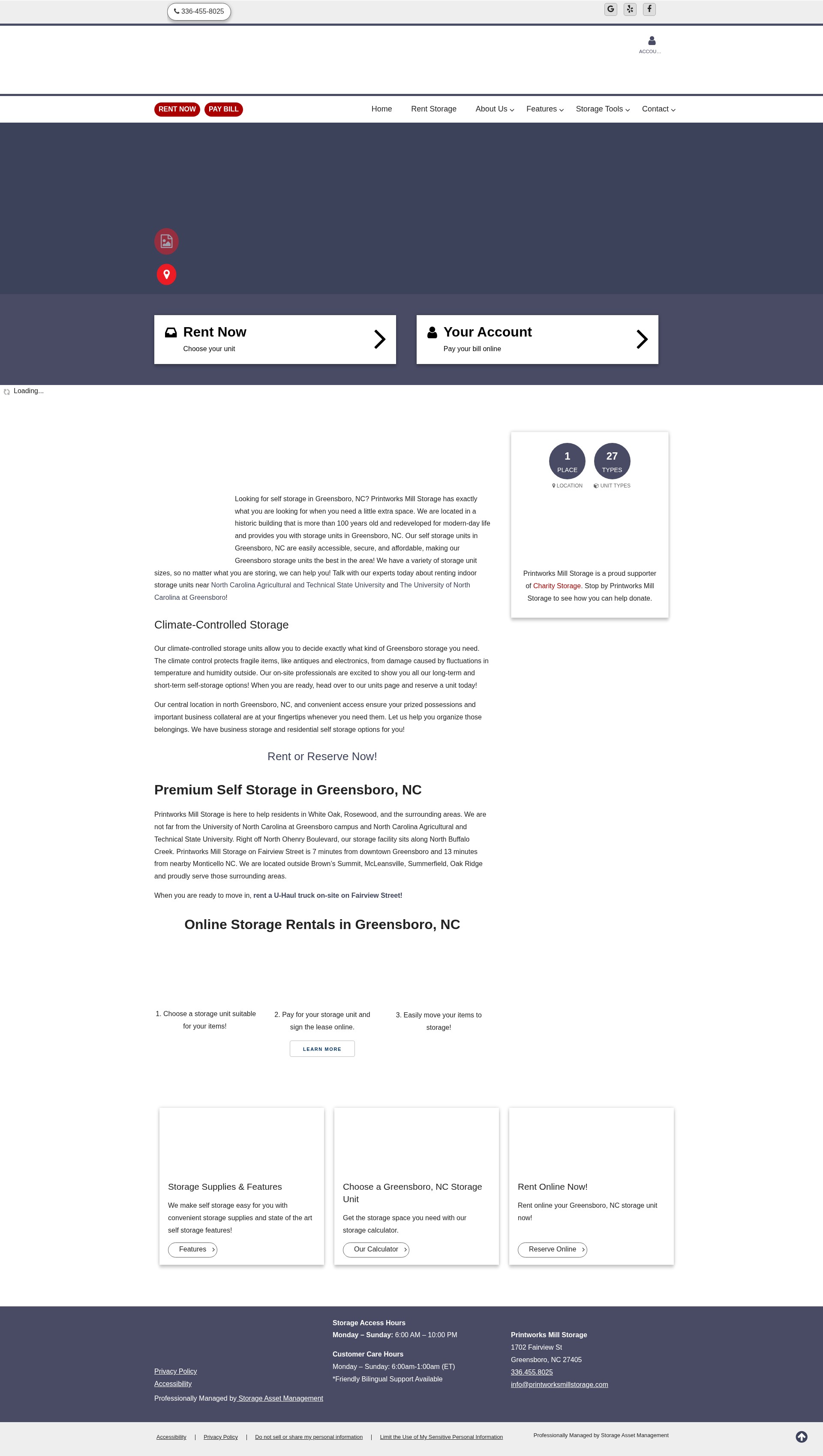 Screenshot of printworksmillstorage.com