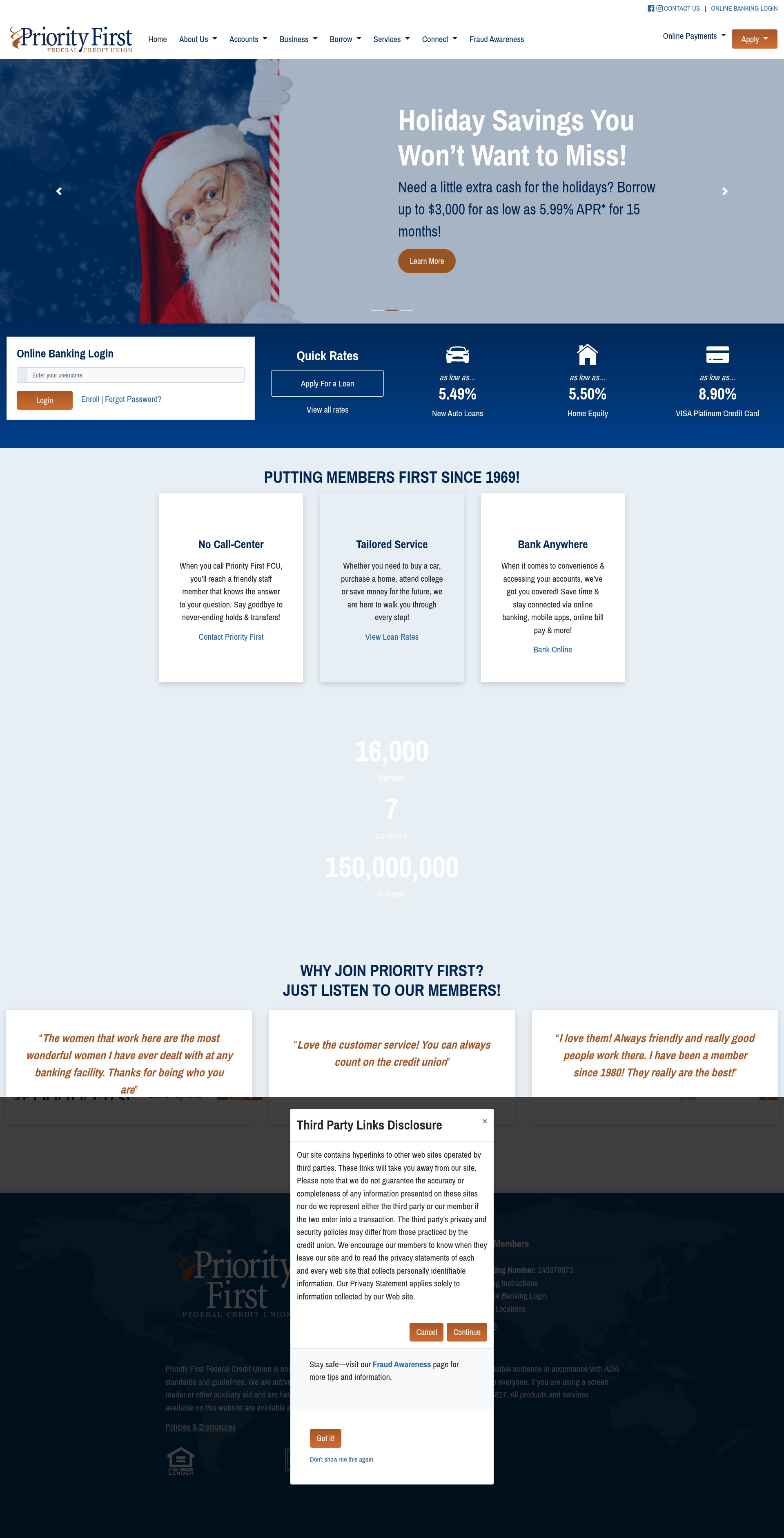 Screenshot of priorityfirstfcu.org