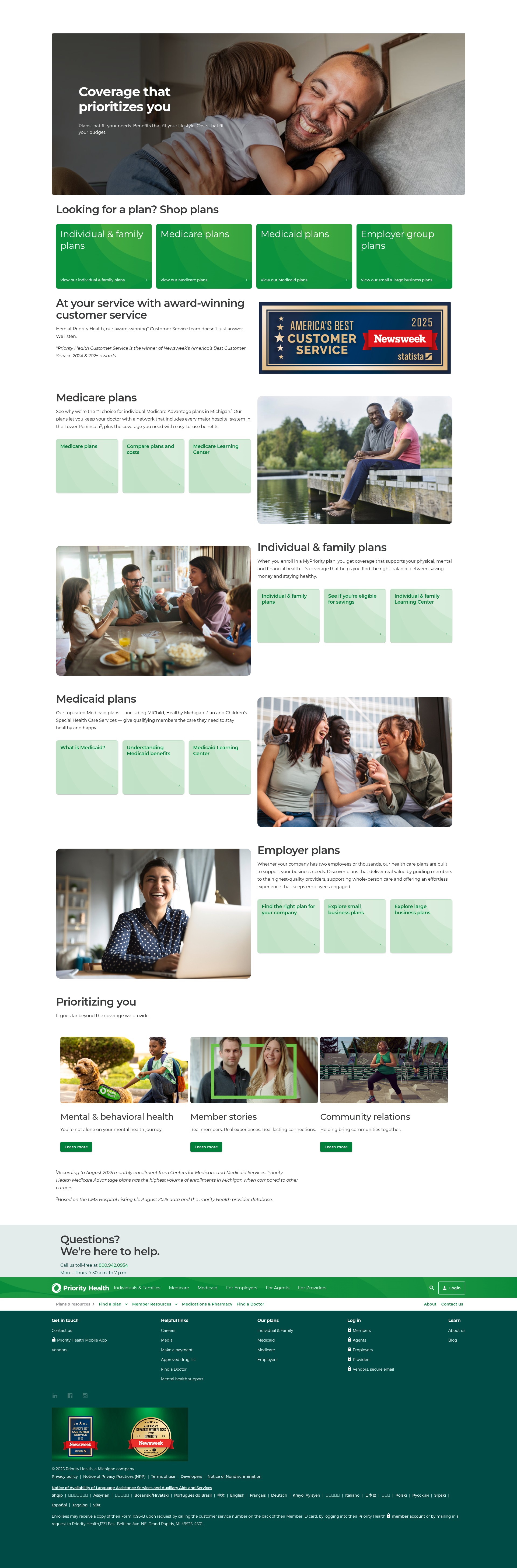 Screenshot of priorityhealth.com