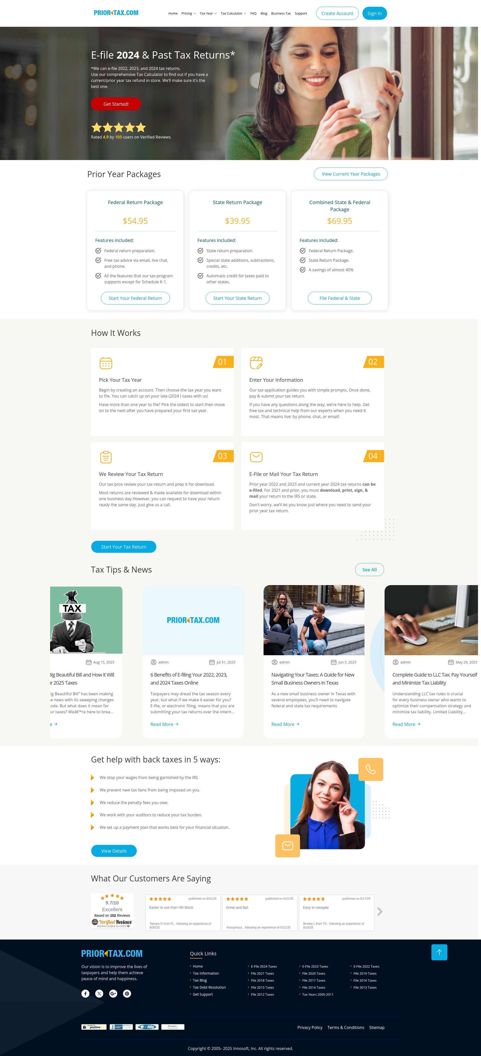 Screenshot of priortax.com