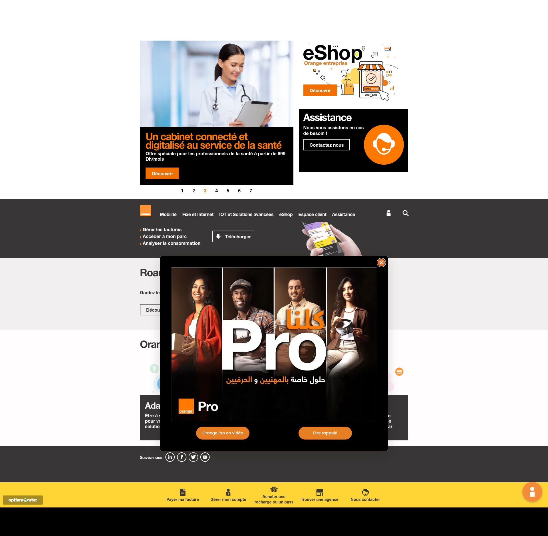 Screenshot of pro.orange.ma