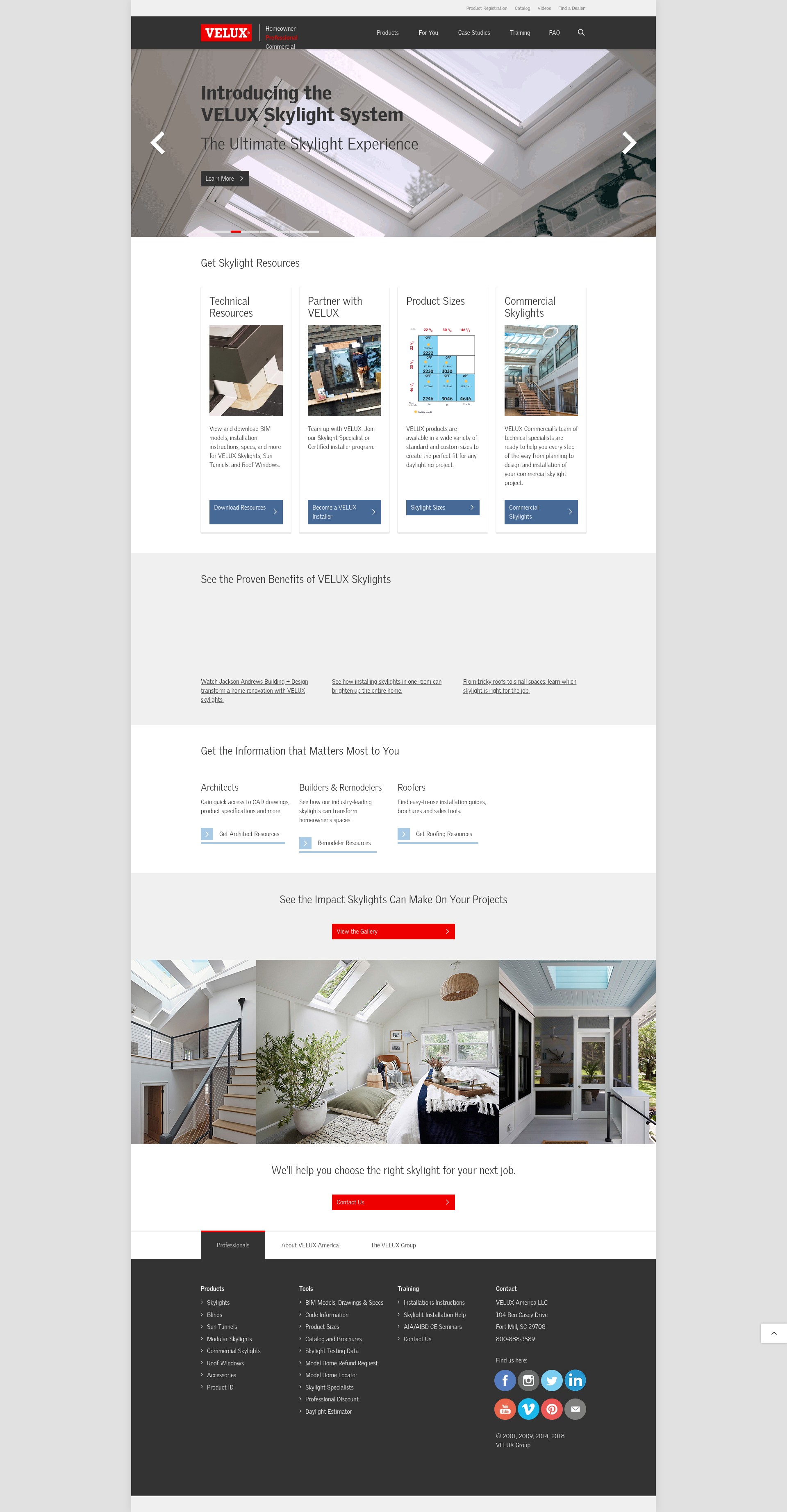 Screenshot of pro.veluxusa.com