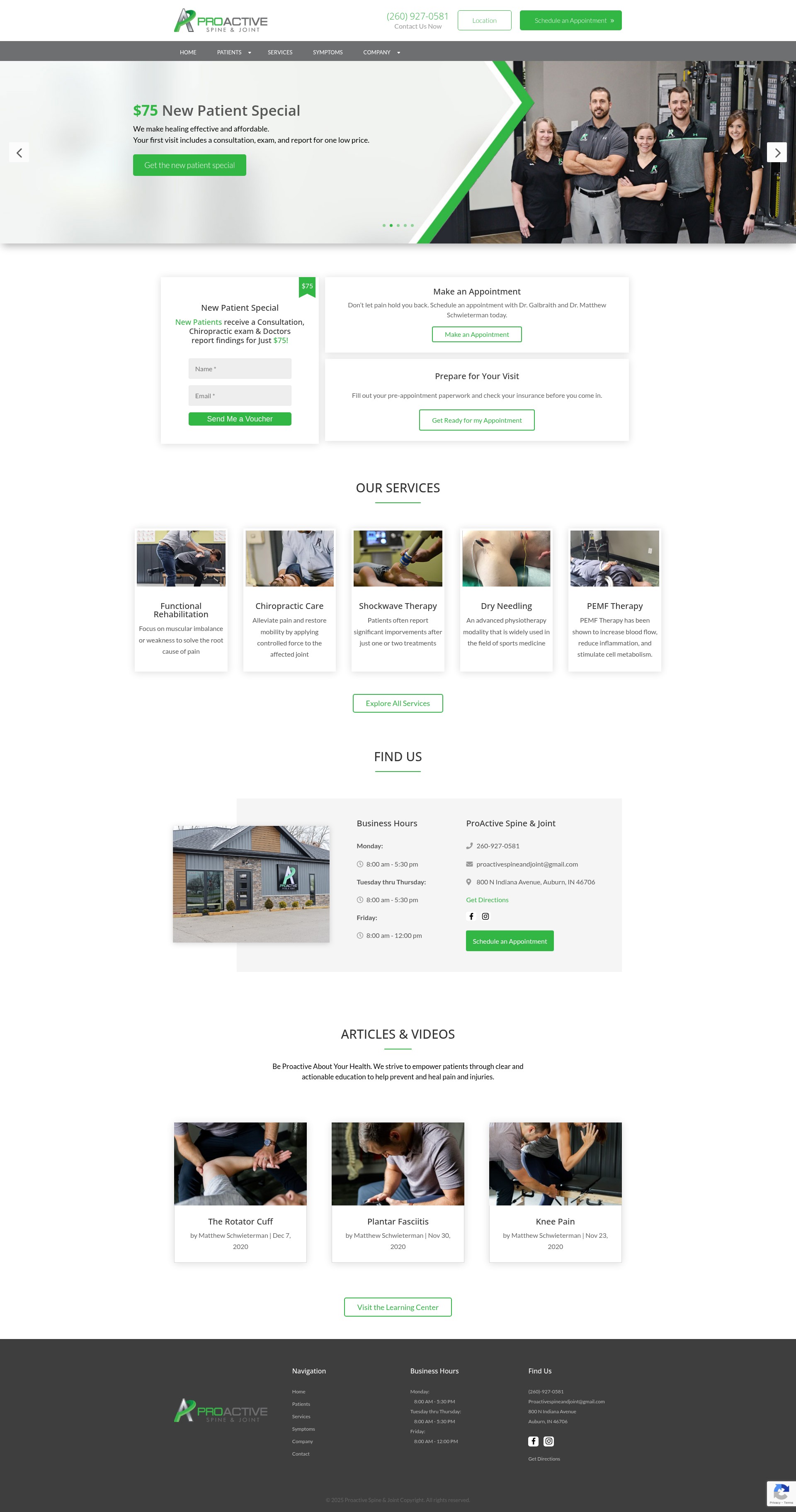 Screenshot of proactivespineandjoint.com