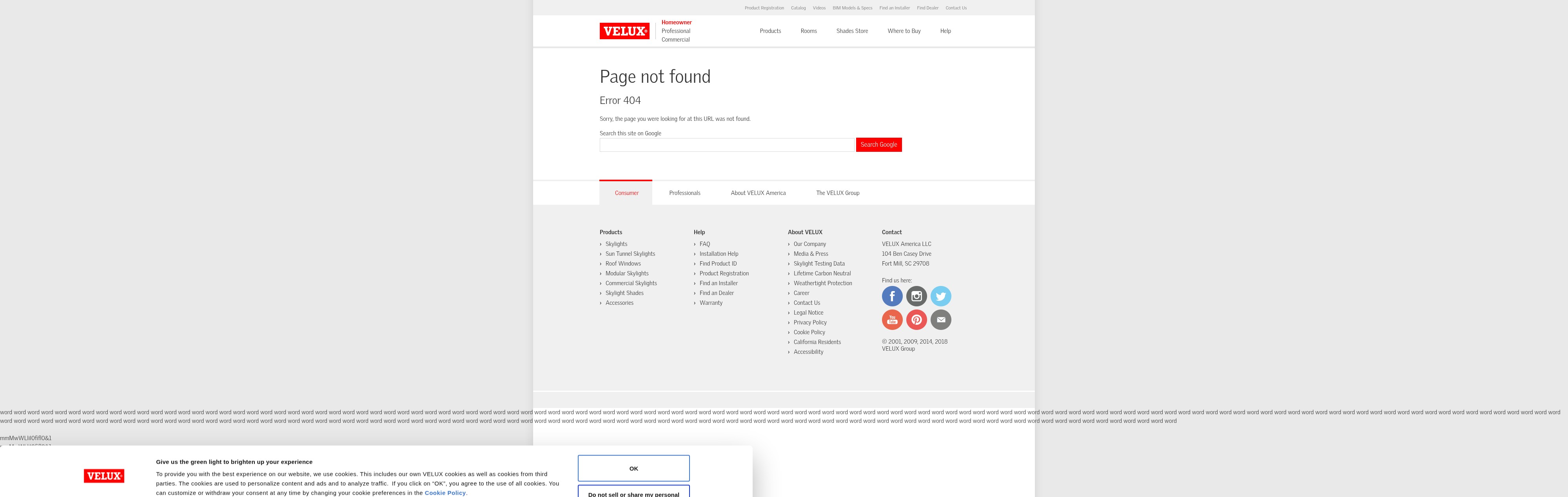 Screenshot of professional.veluxusa.com