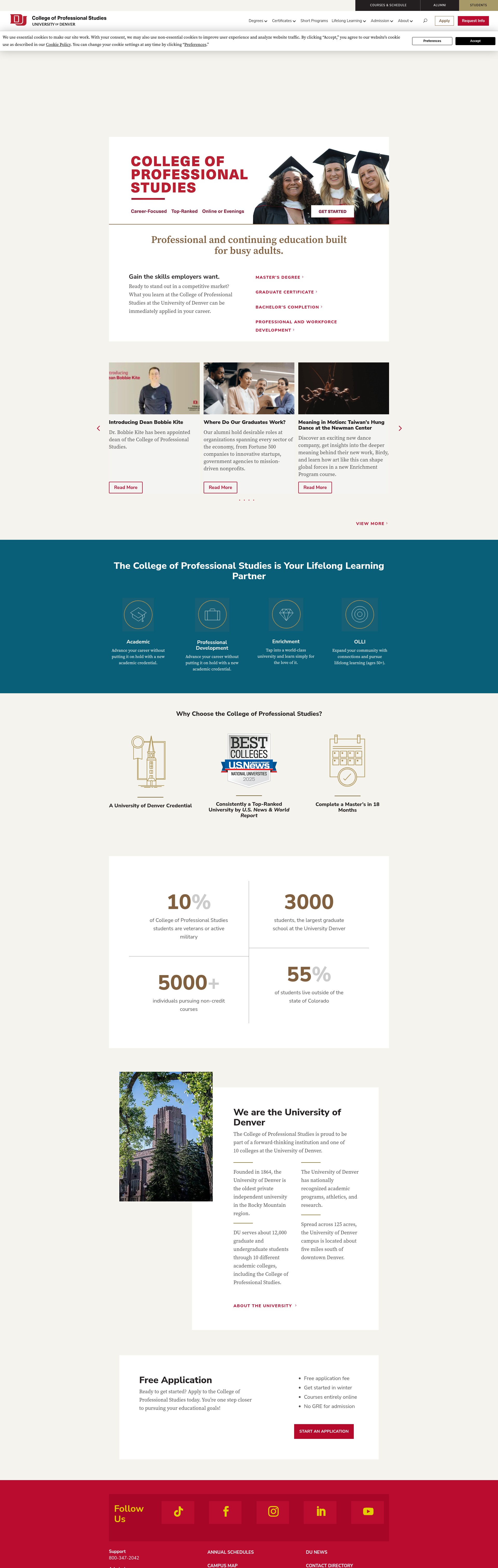 Screenshot of professionalstudies.du.edu