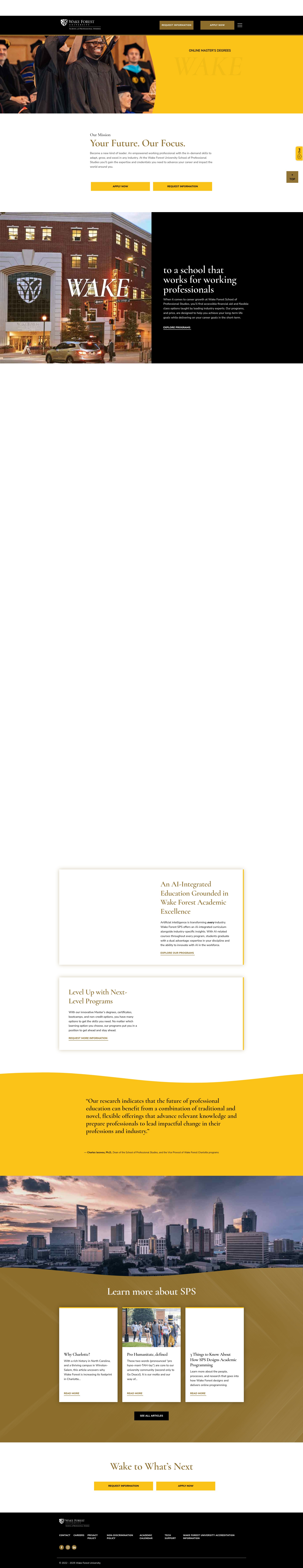 Screenshot of professionalstudies.wfu.edu